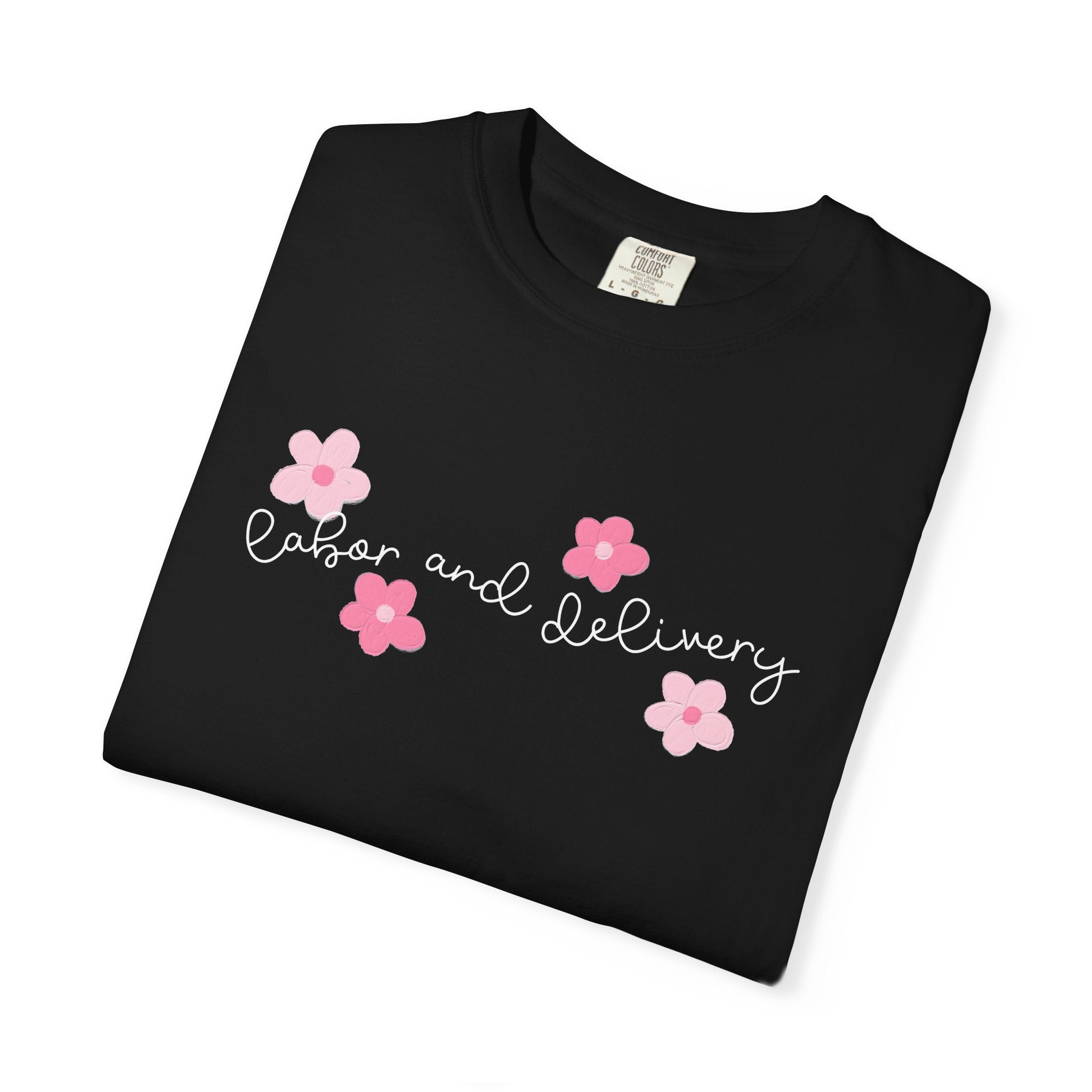 T-Shirt — “Easier and Delivery” Pink Flower Script Tee
