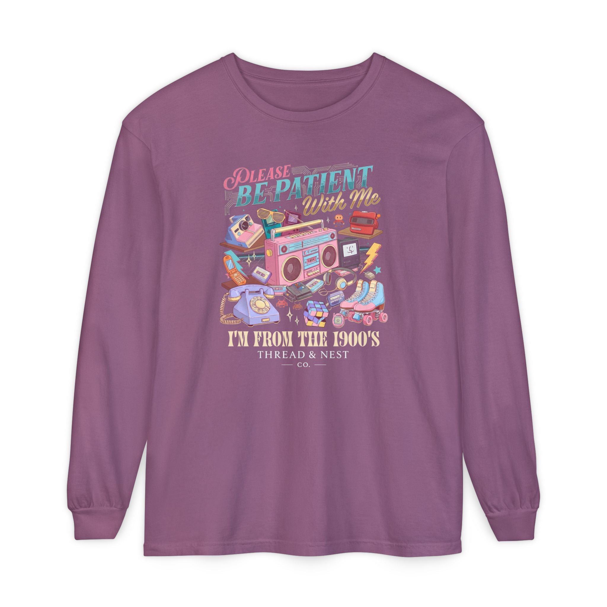 Please Be Patient With Me Long Sleeve Tee — "I’m From the 80s" Retro Radio Graphic