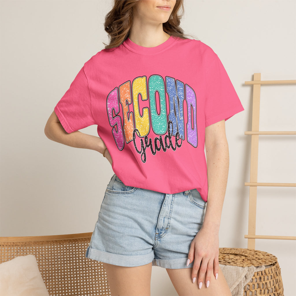 Second Grade T‑Shirt — Colorful Retro Rainbow Back‑to‑School Tee