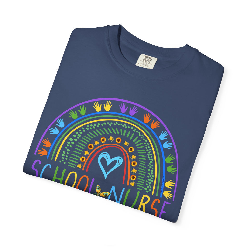 School Nurse Rainbow T-Shirt — Cute Pastel Healthcare Tee for Teachers & Nurses