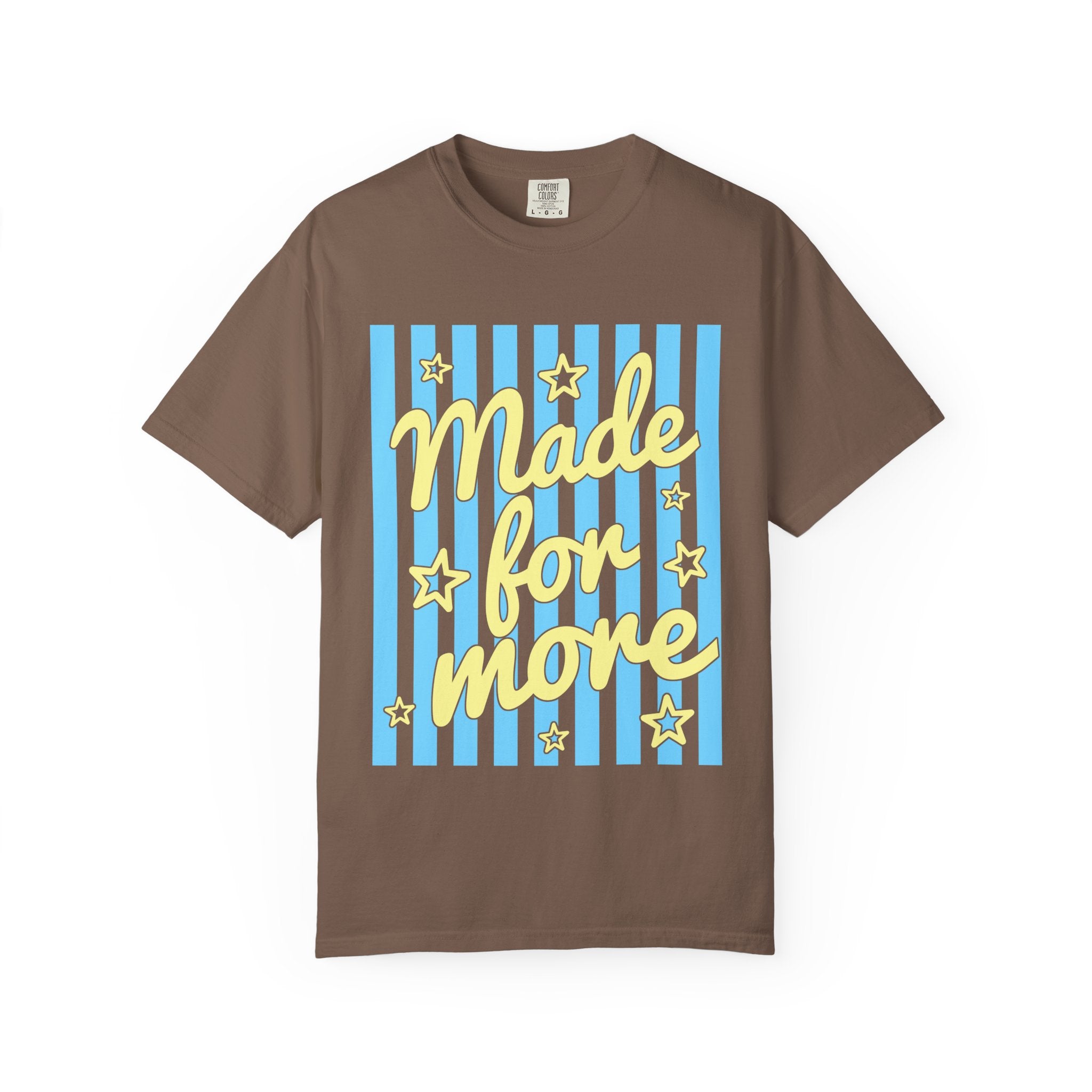 Made for More Orange Graphic T-Shirt — Retro Stripe & Stars Motivational Tee