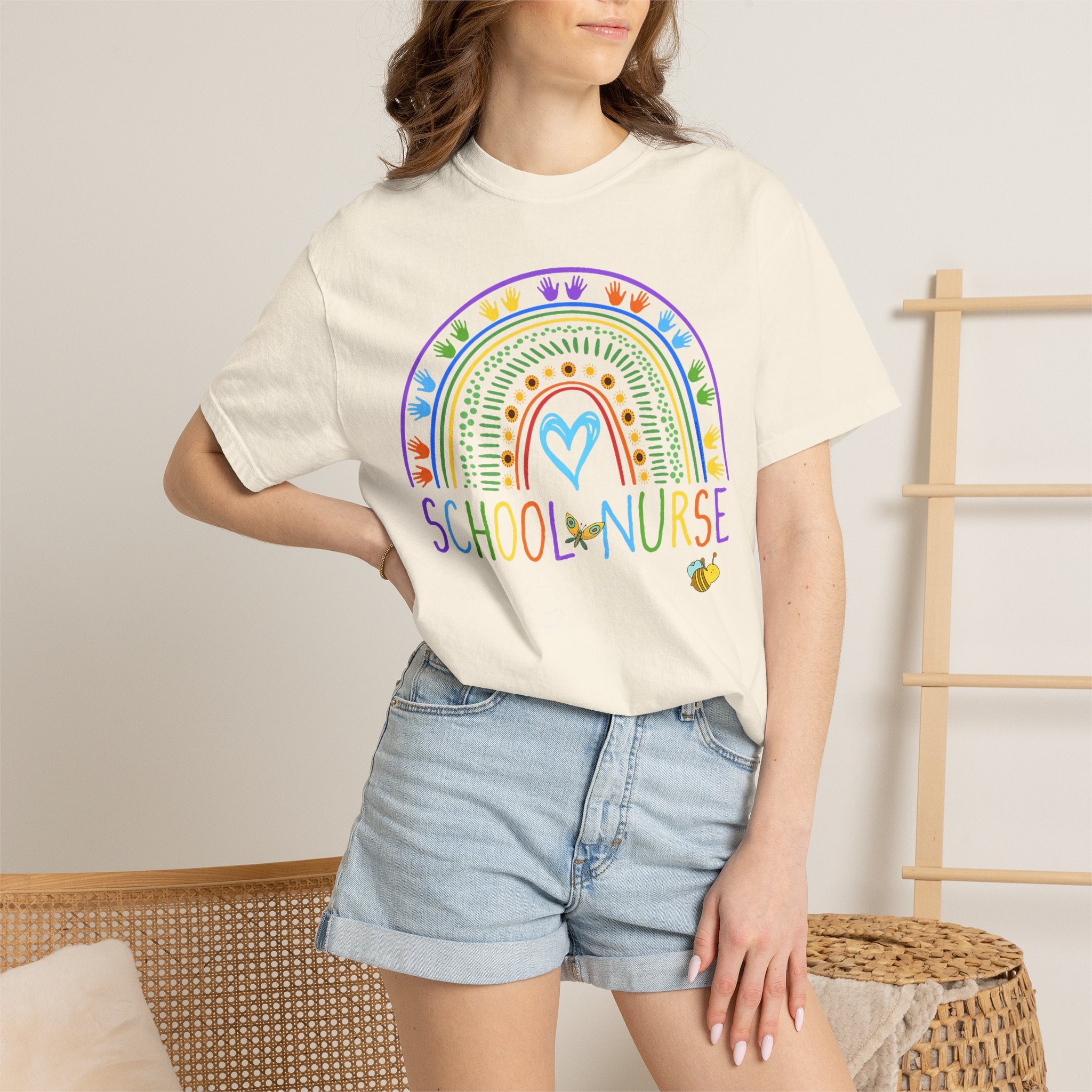 School Nurse Rainbow T-Shirt — Cute Pastel Healthcare Tee for Teachers & Nurses