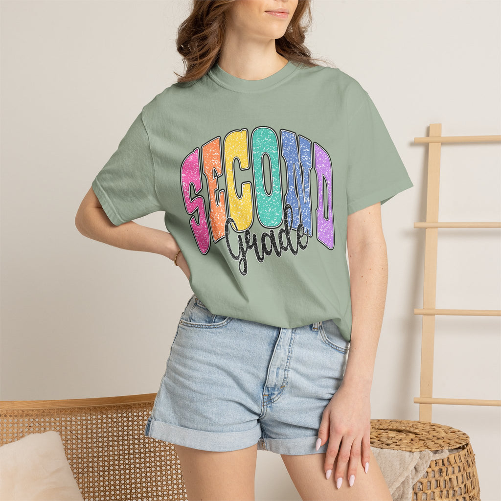 Second Grade T‑Shirt — Colorful Retro Rainbow Back‑to‑School Tee
