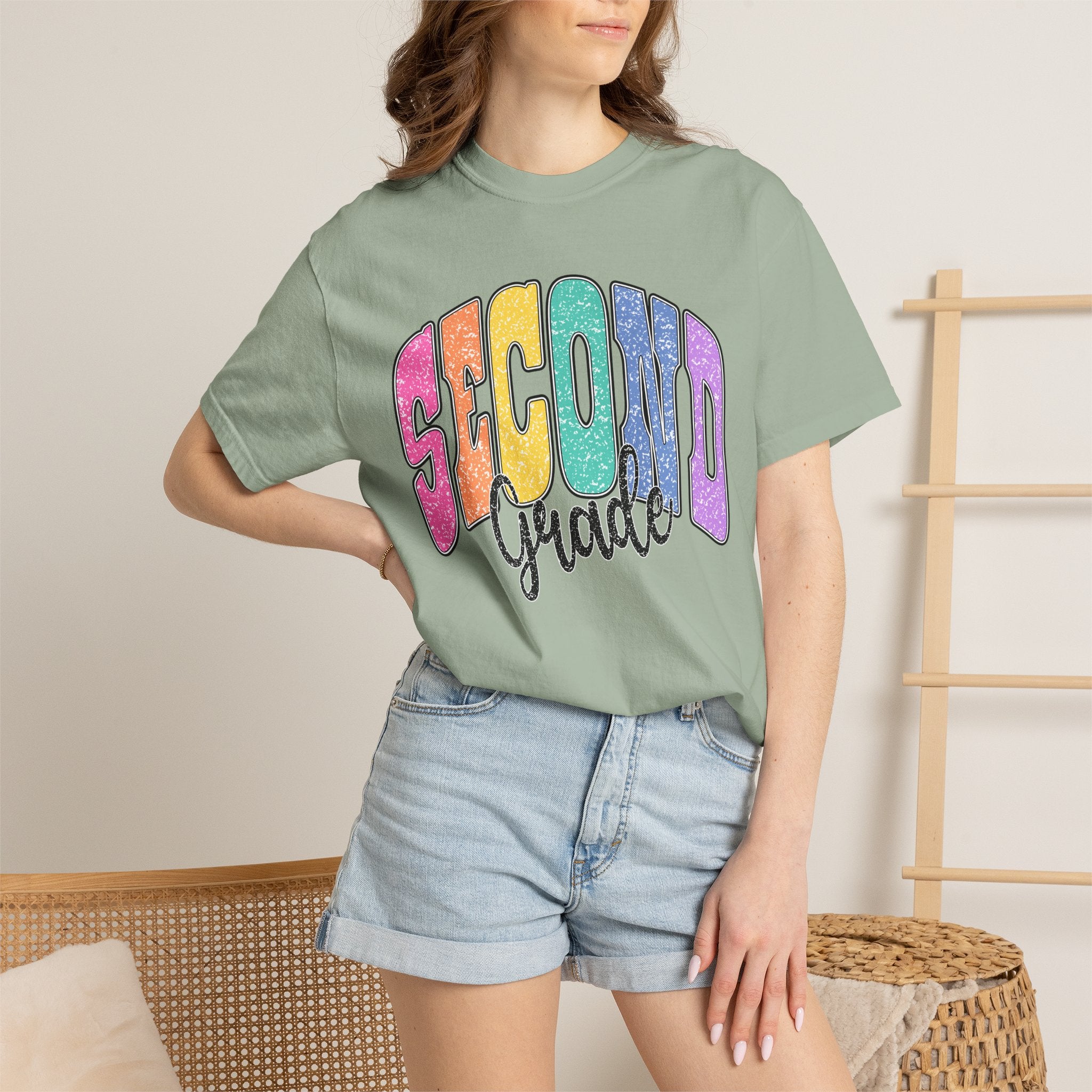 Second Grade T‑Shirt — Colorful Retro Rainbow Back‑to‑School Tee