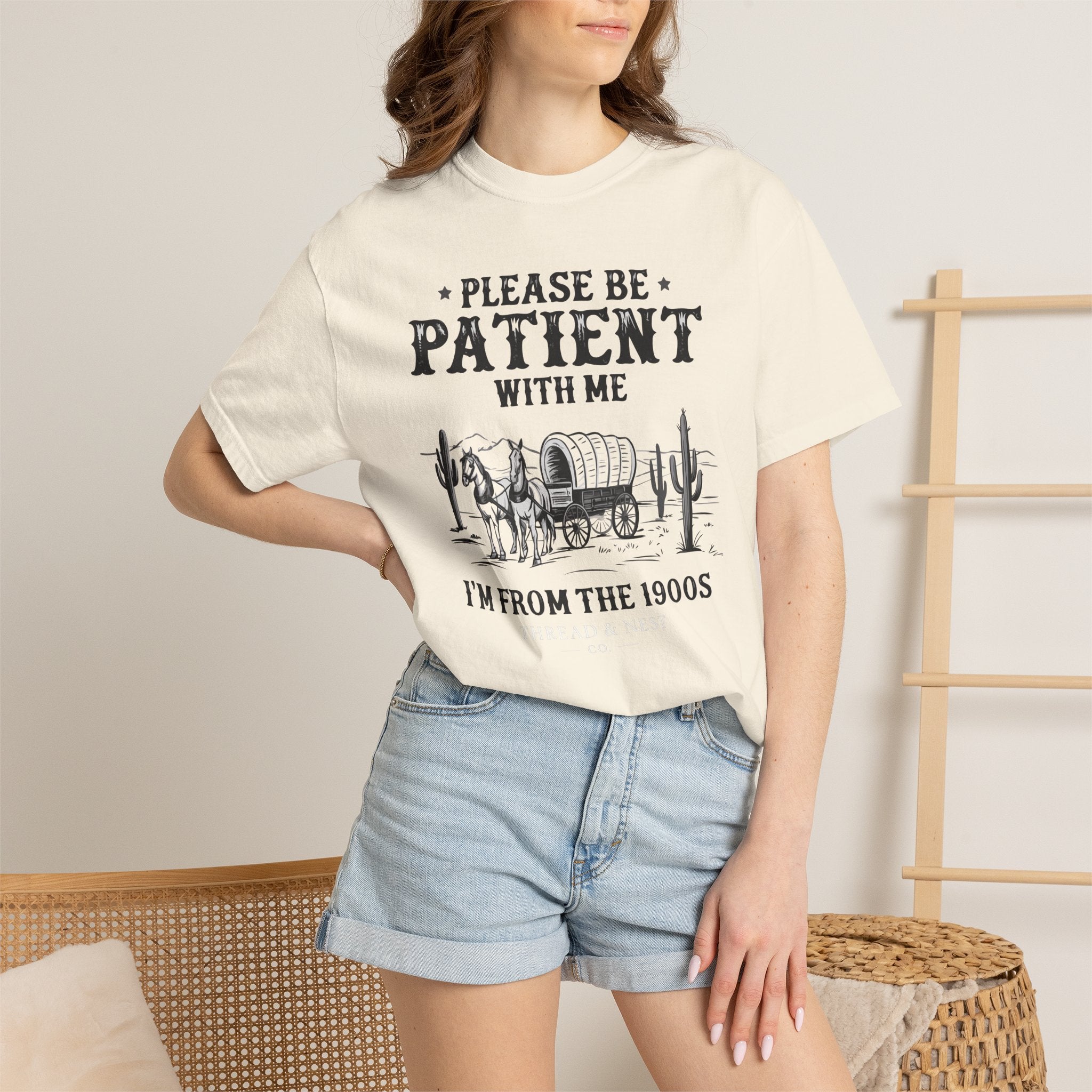 Please Be Patient With Me T-Shirt – Vintage Wagon 'I'm From The 1900s' Tee