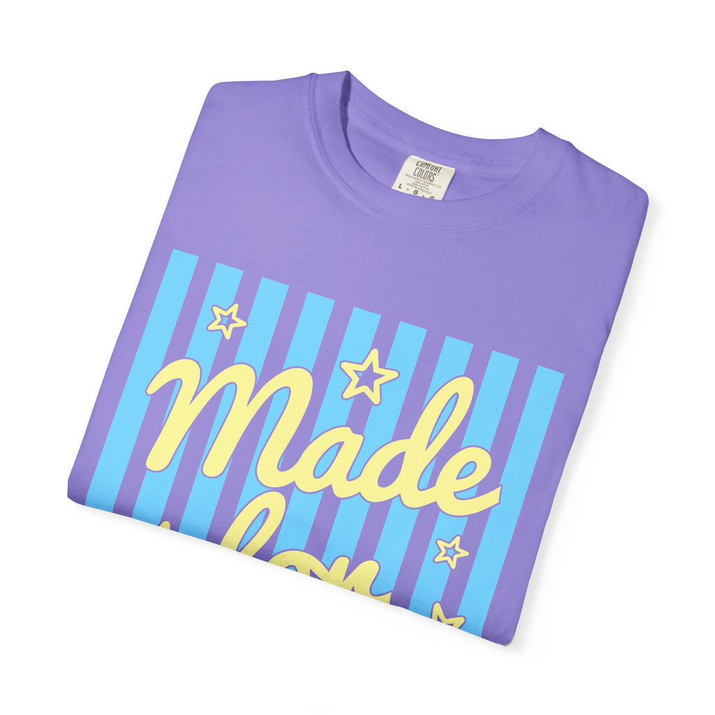 Made for More Orange Graphic T-Shirt — Retro Stripe & Stars Motivational Tee
