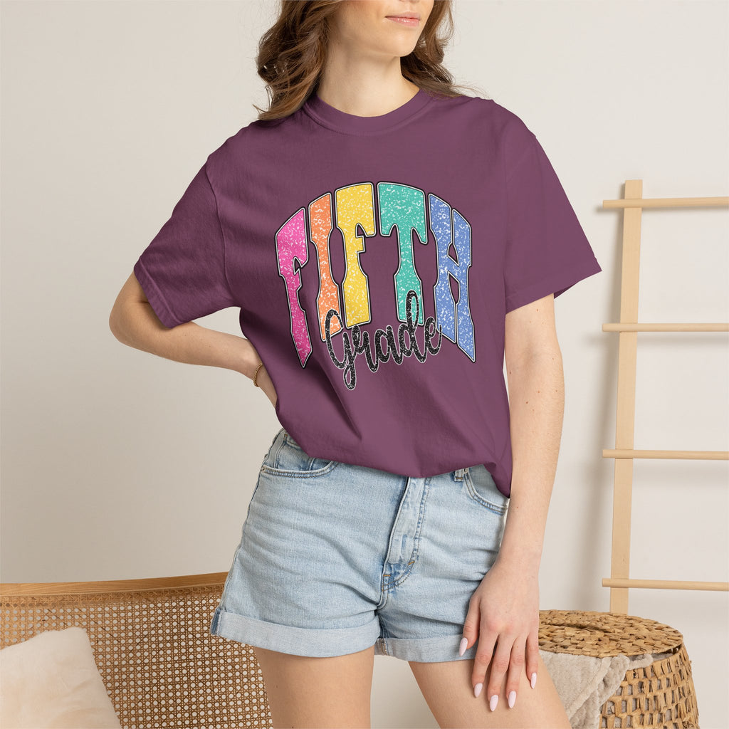Fifth Grade Rainbow Script T-Shirt