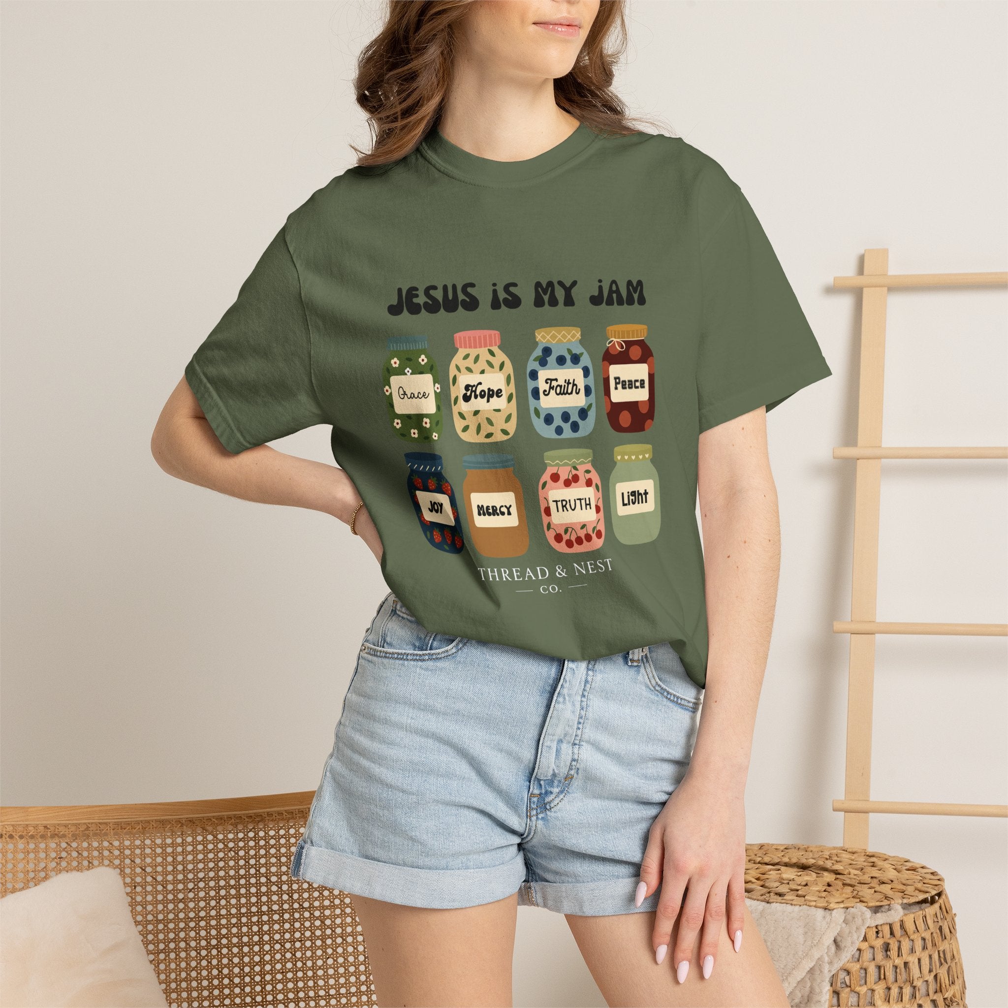Jesus Is My Jam T-Shirt — Christian Faith Graphic Tee with Inspirational Jars