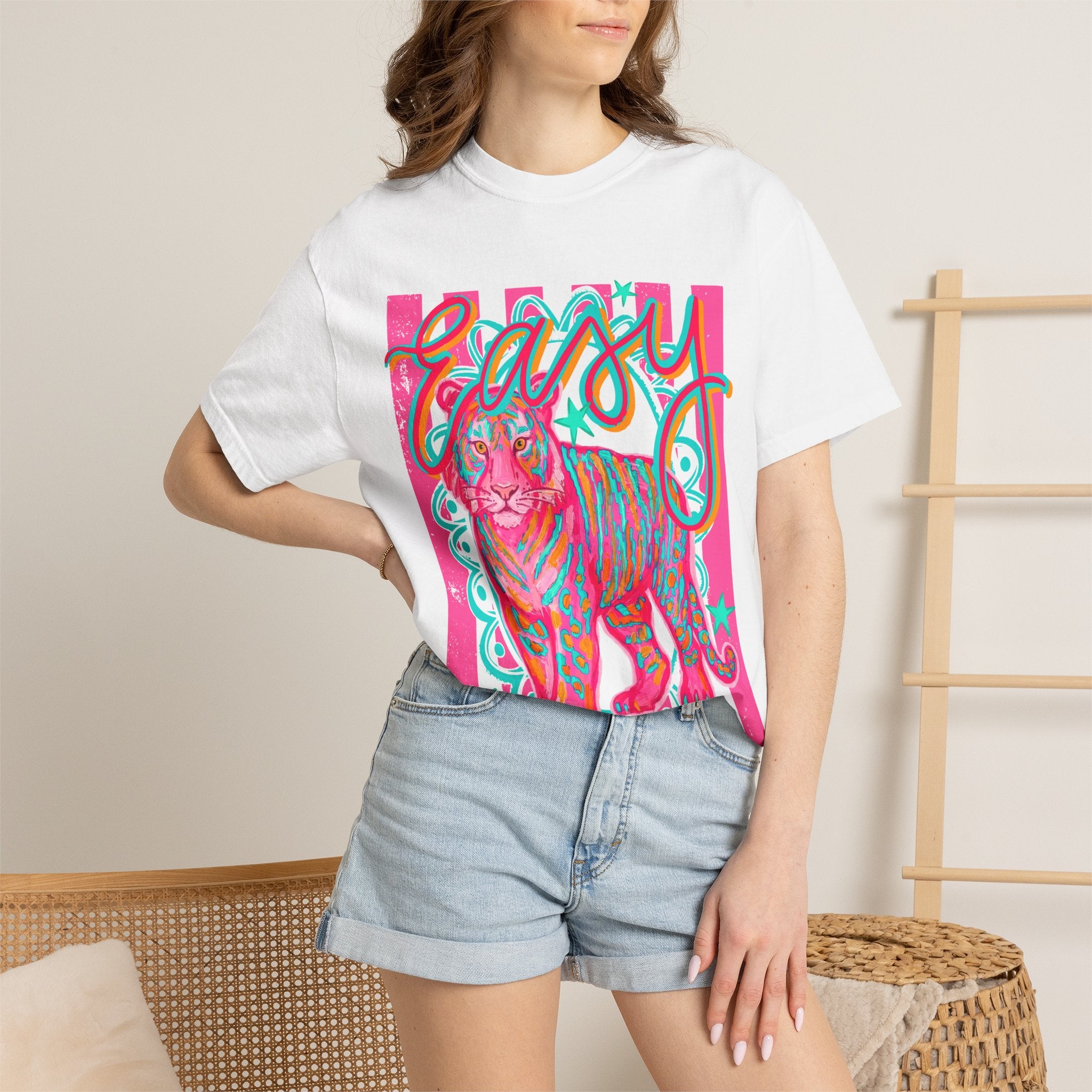 Easy Tiger T-Shirt — Retro Neon Tiger Graphic Tee