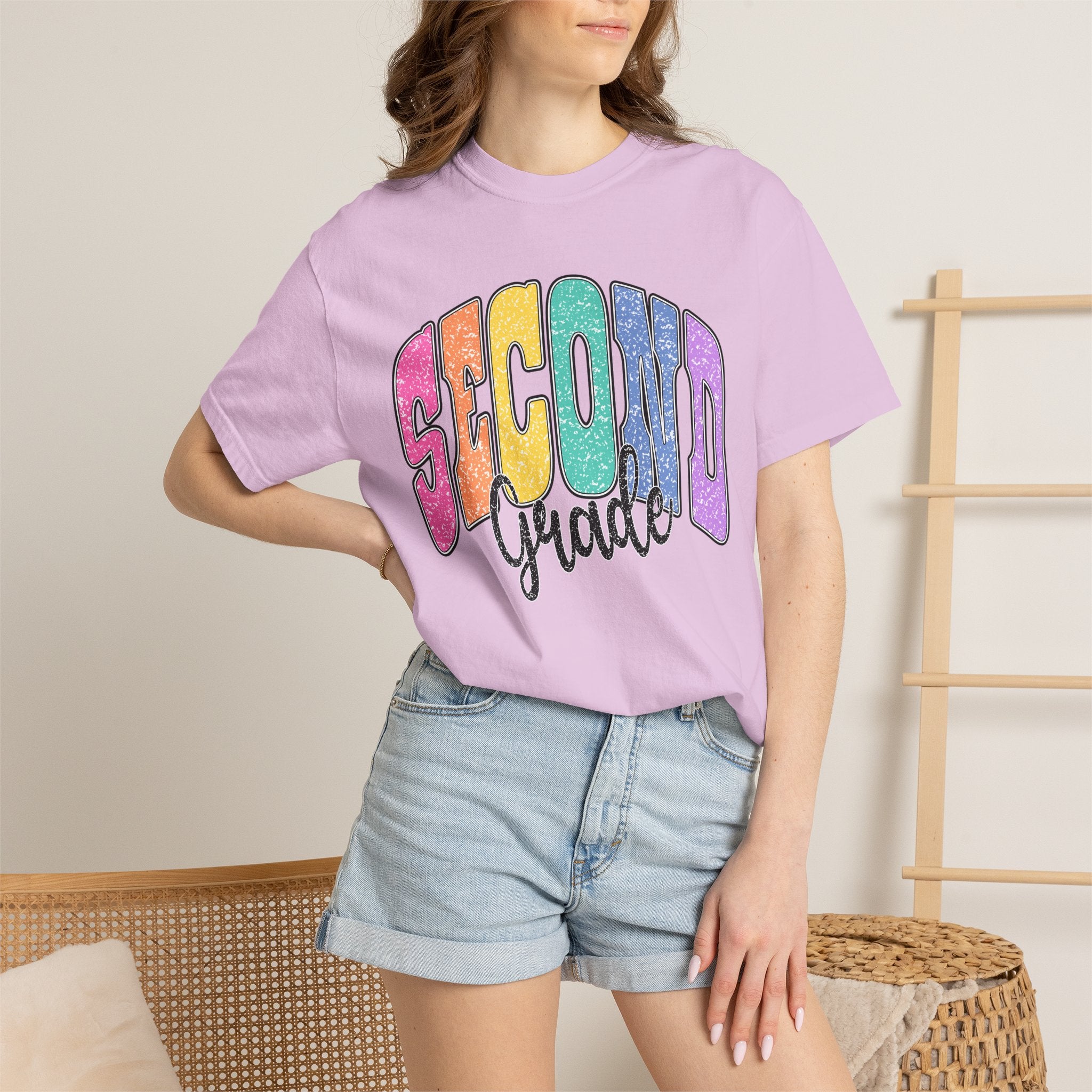 Second Grade T‑Shirt — Colorful Retro Rainbow Back‑to‑School Tee