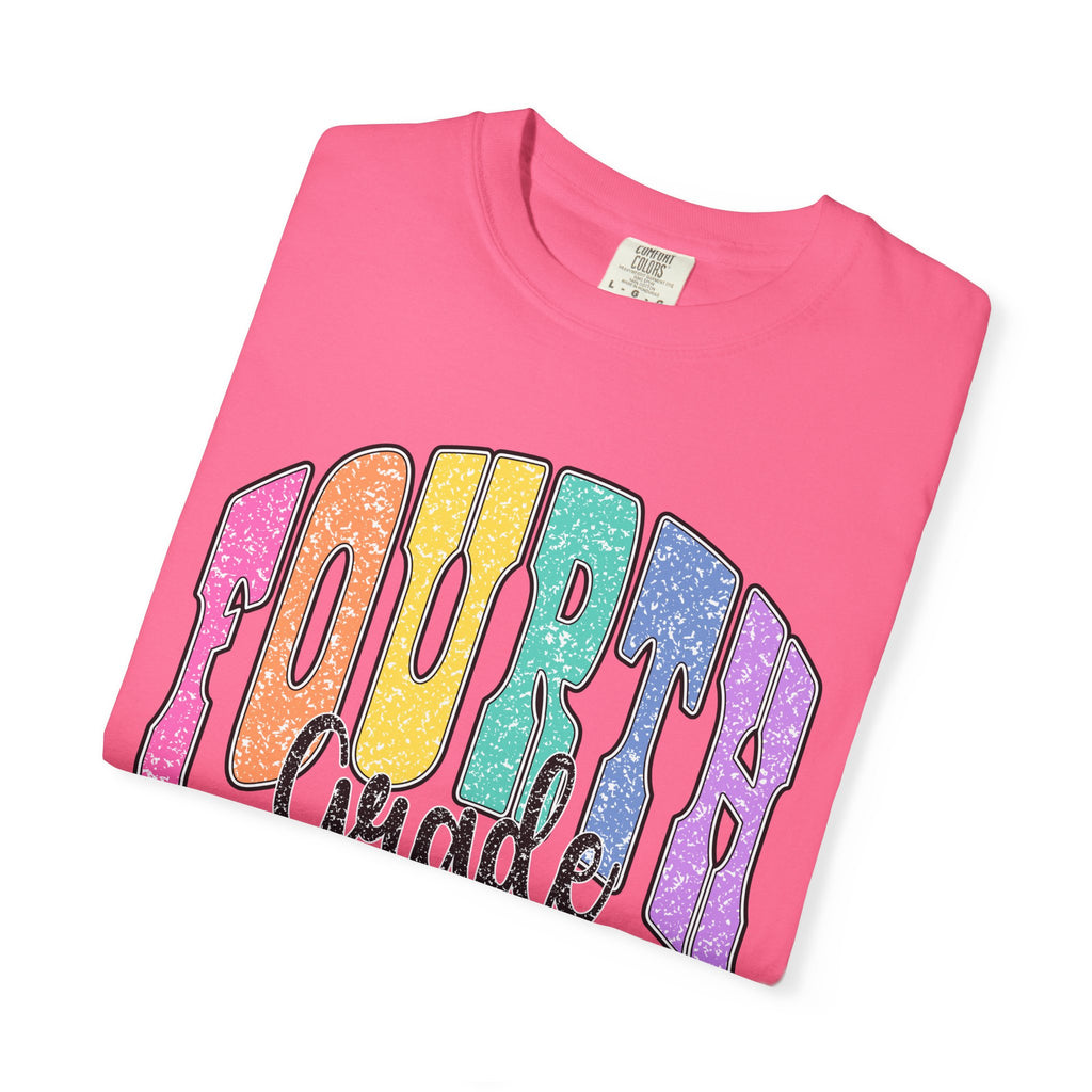Fourth Grade Colorful Glitter Retro T-Shirt — Back to School Kids Tee