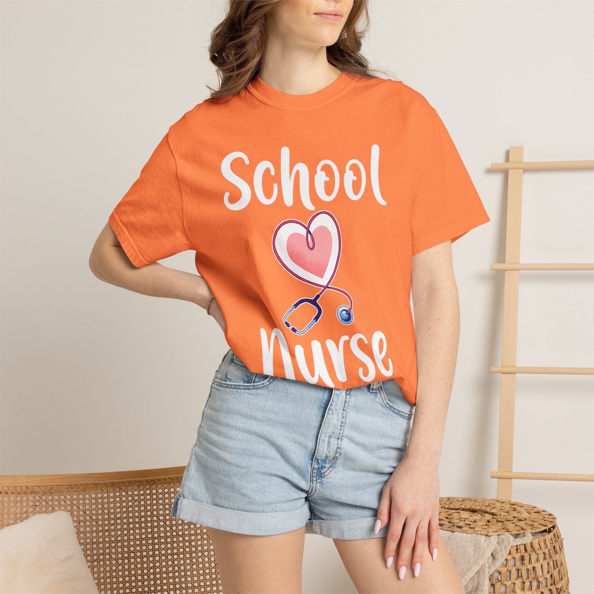 School Nurse T-Shirt — Cute Heart & Stethoscope Tee for Teachers and Healthcare Staff