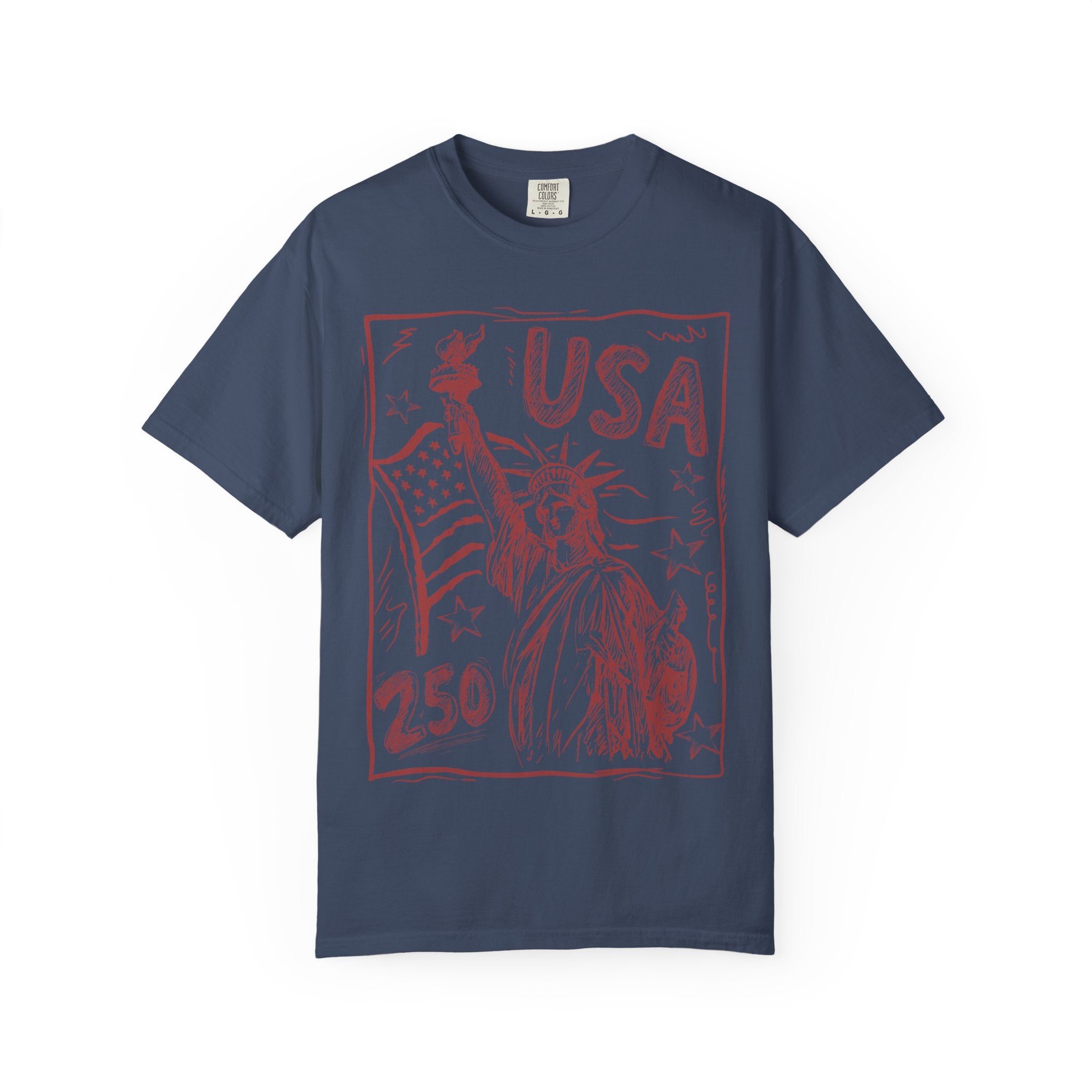 Liberty Sketch USA T-Shirt — Statue of Liberty 250th Anniversary Tee