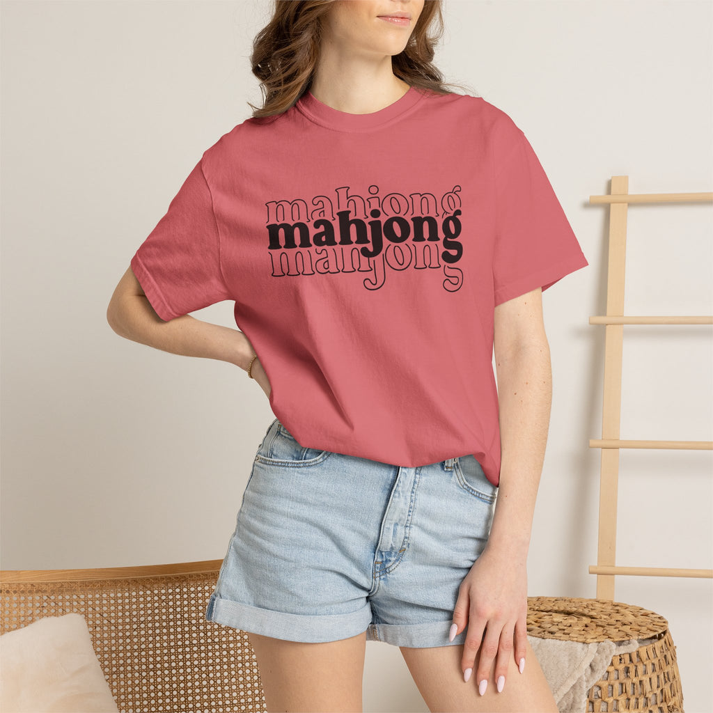 Mahjong Graphic T-Shirt — Retro Layered 'mahjong' Design
