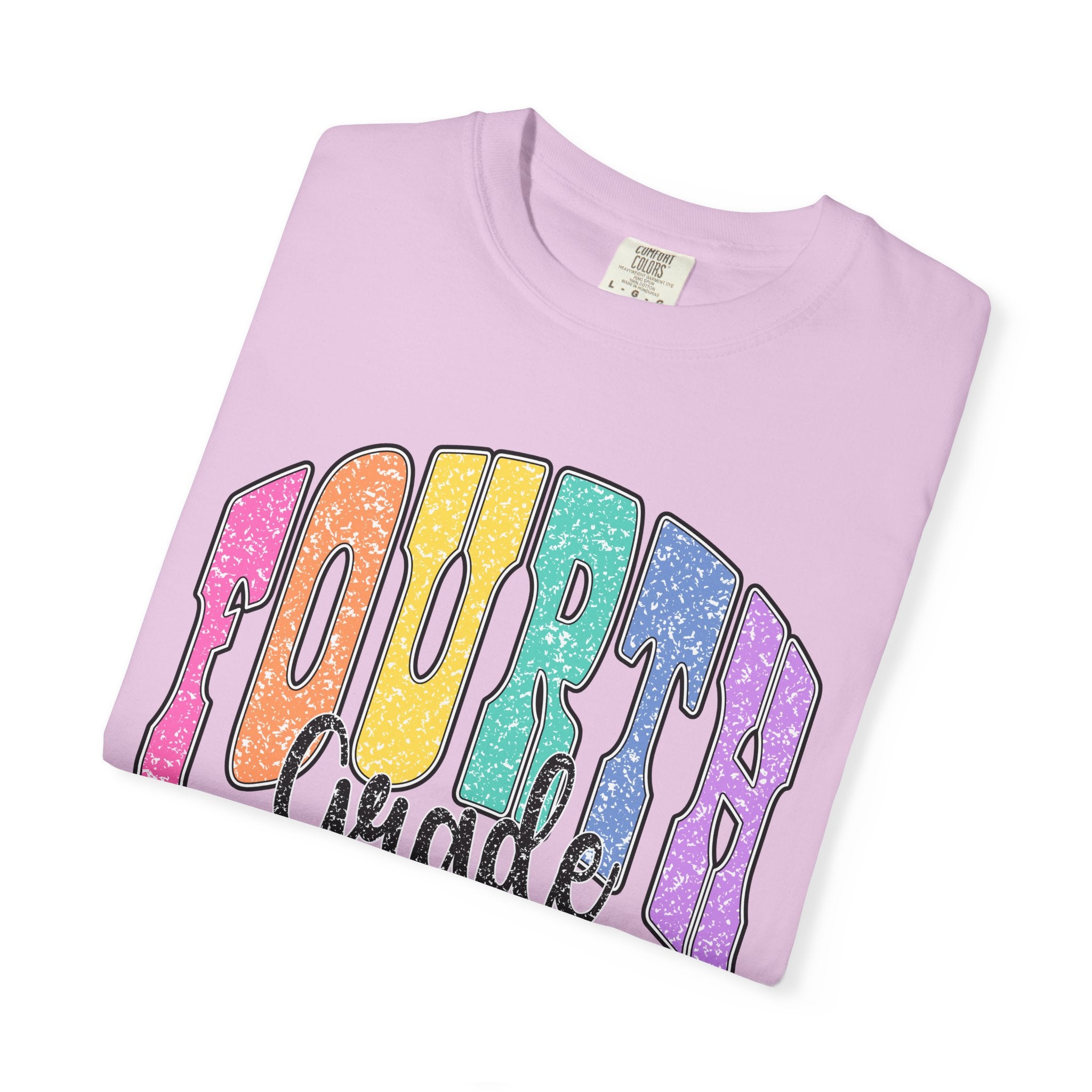 Fourth Grade Colorful Glitter Retro T-Shirt — Back to School Kids Tee