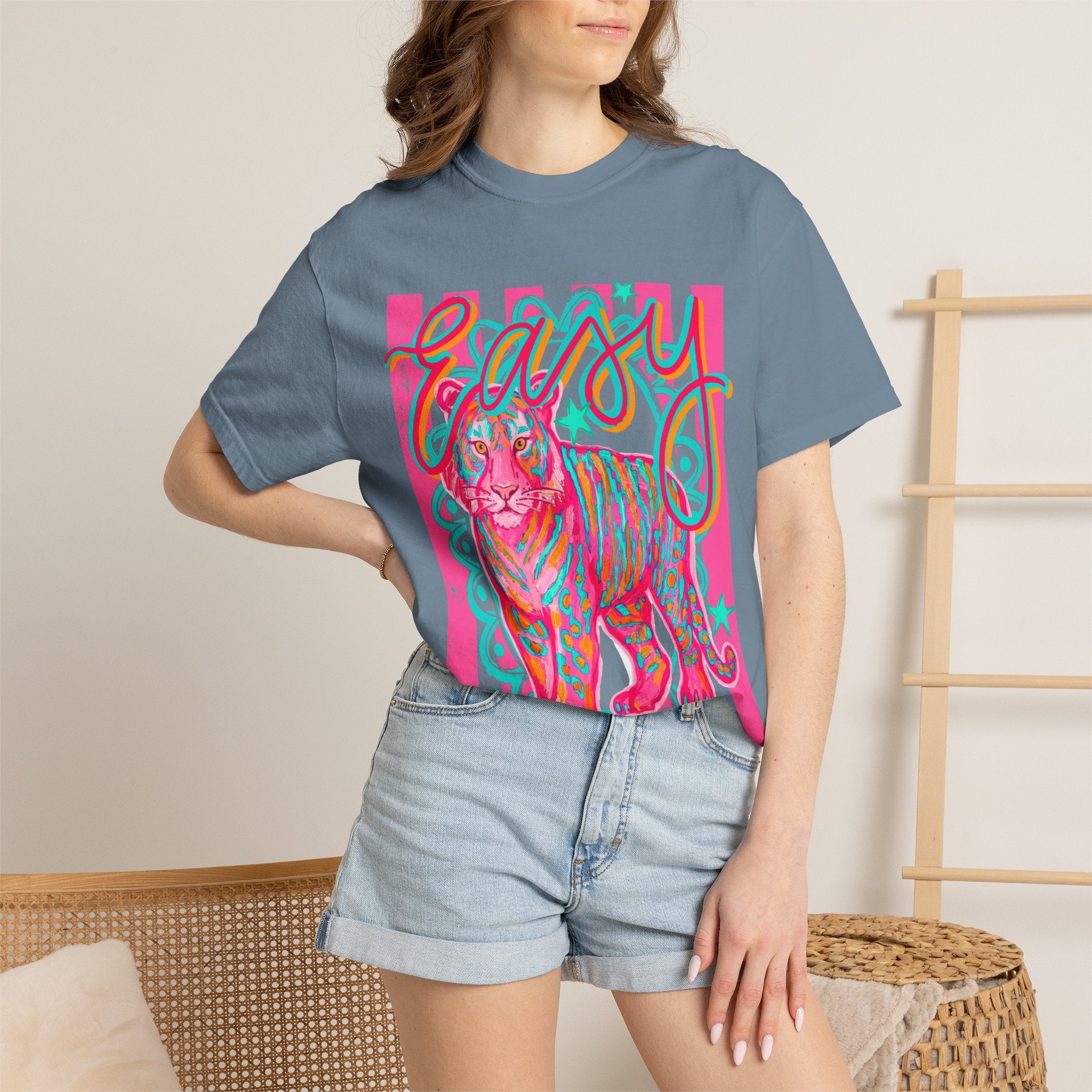 Easy Tiger T-Shirt — Retro Neon Tiger Graphic Tee