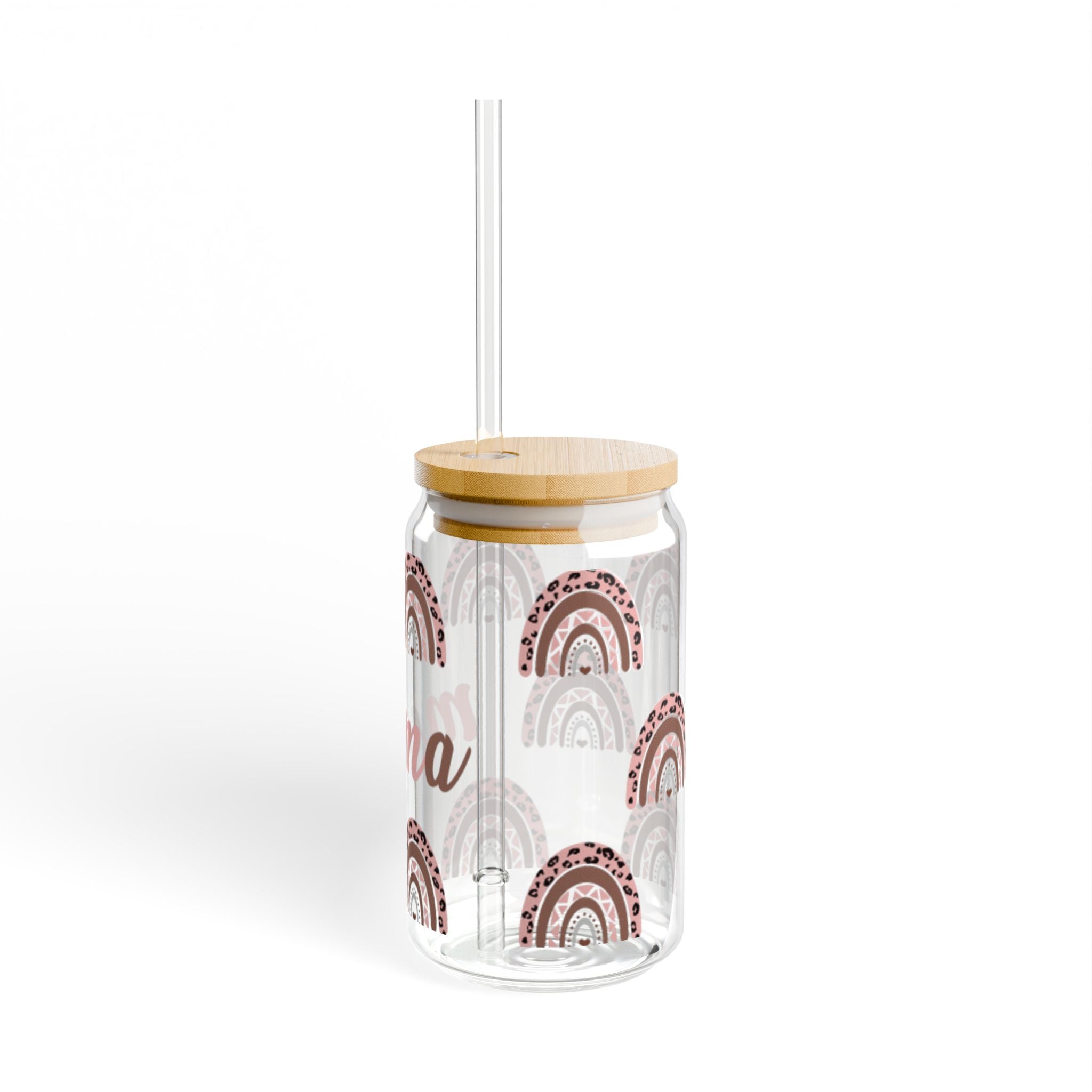 Mama Rainbow Sipper Glass — 16oz Eco Bamboo Lid Straw Tumbler