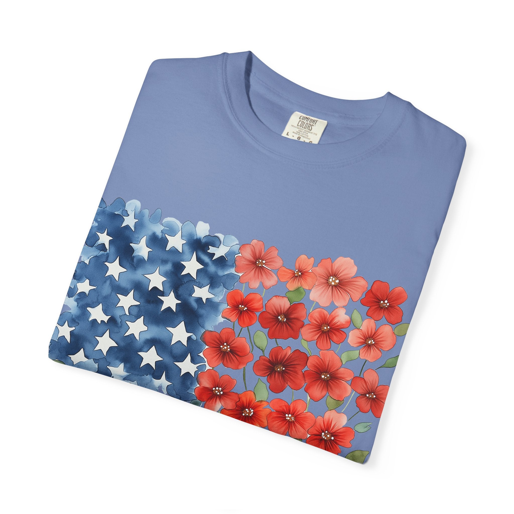 Poppy American Flag T-Shirt — Floral USA Patriotic Tee