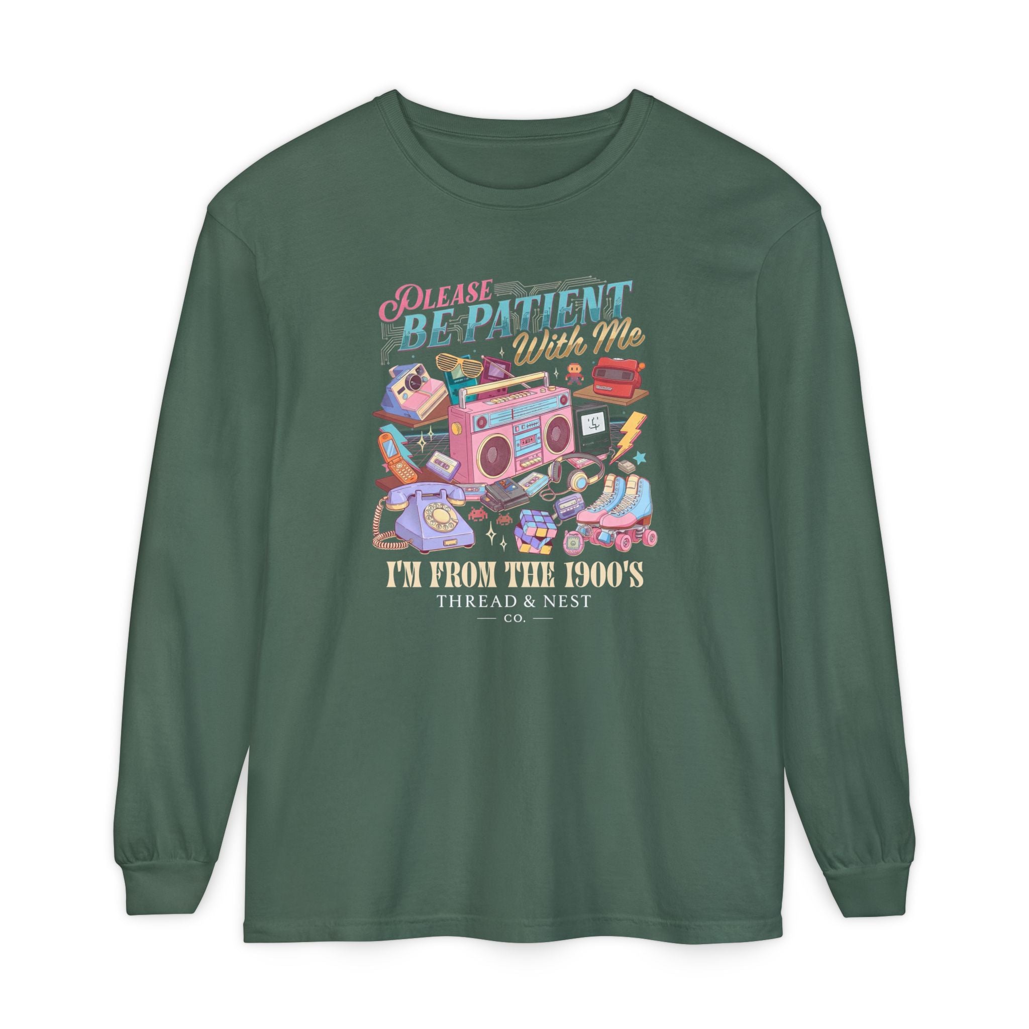 Please Be Patient With Me Long Sleeve Tee — "I’m From the 80s" Retro Radio Graphic