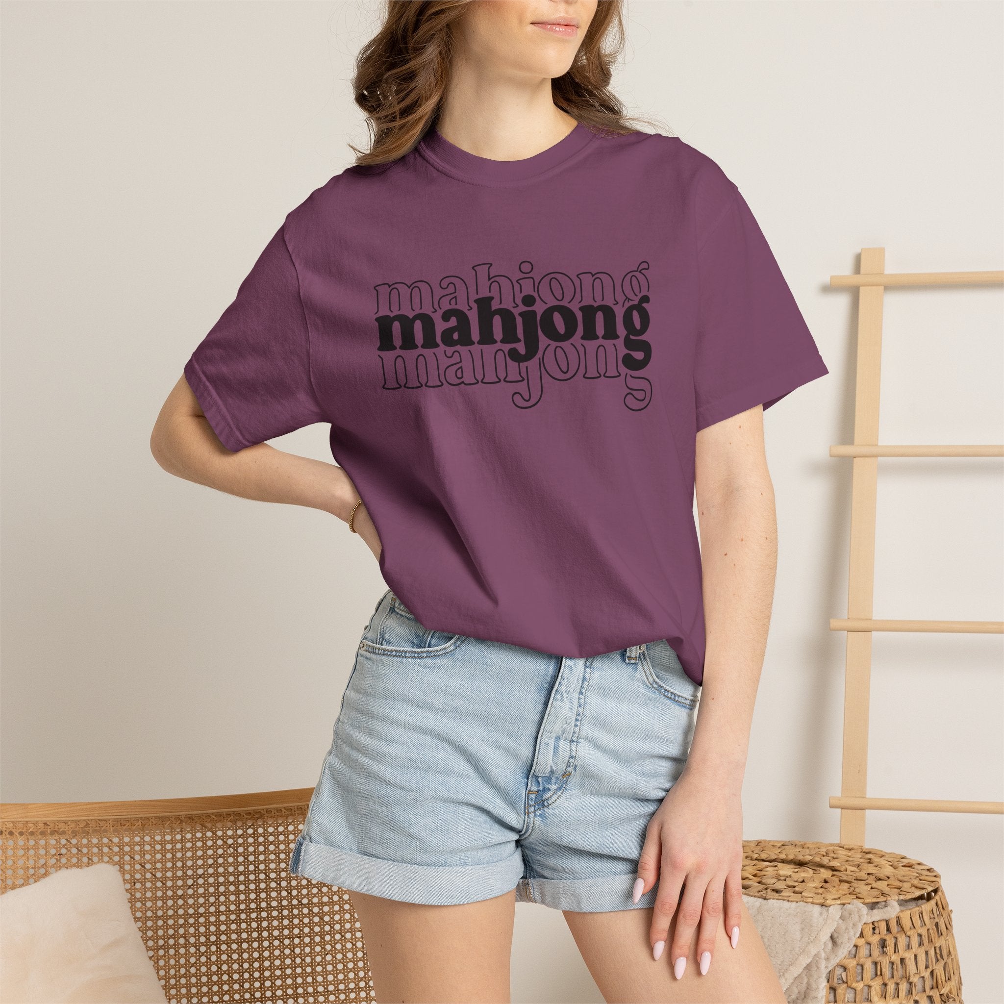 Mahjong Graphic T-Shirt — Retro Layered 'mahjong' Design