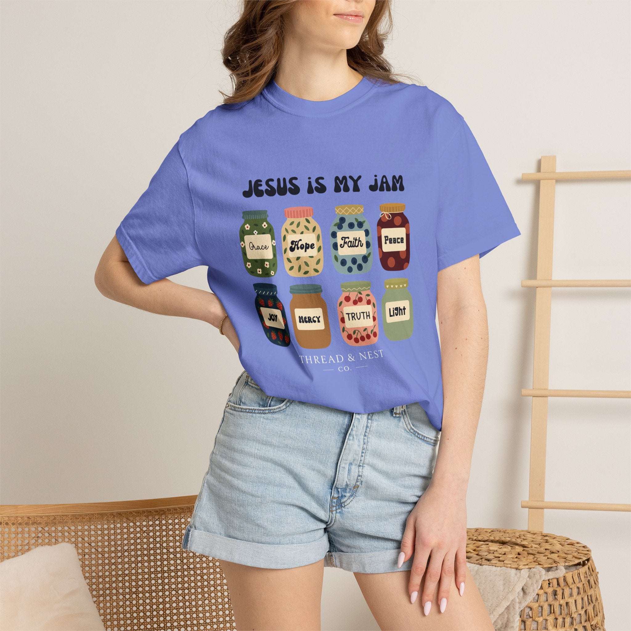 Jesus Is My Jam T-Shirt — Christian Faith Graphic Tee with Inspirational Jars