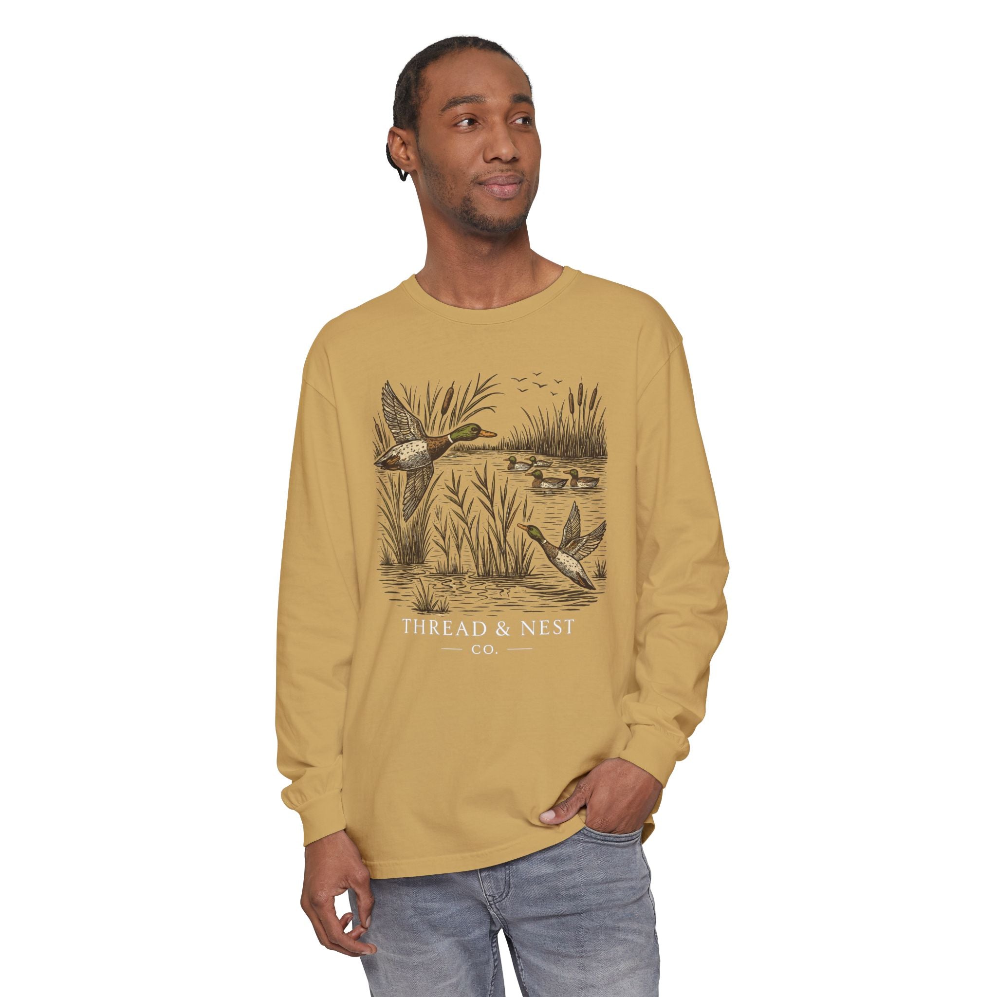 Duck Marsh Long Sleeve T-Shirt — Thread & Nest Co. Vintage Waterfowl Graphic