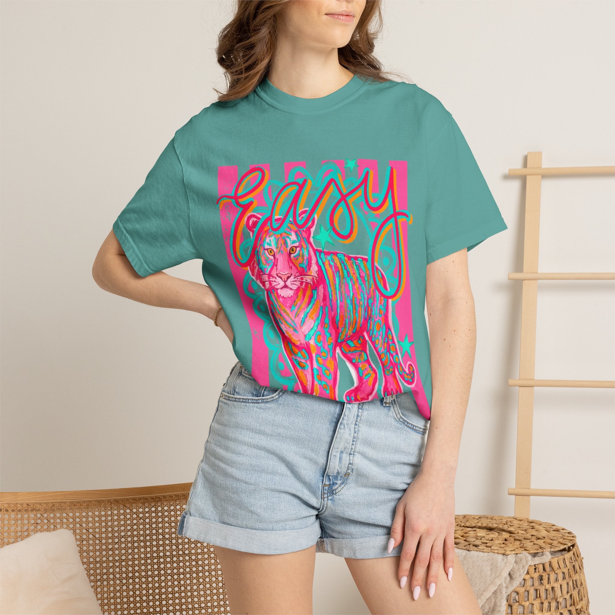 Easy Tiger T-Shirt — Retro Neon Tiger Graphic Tee