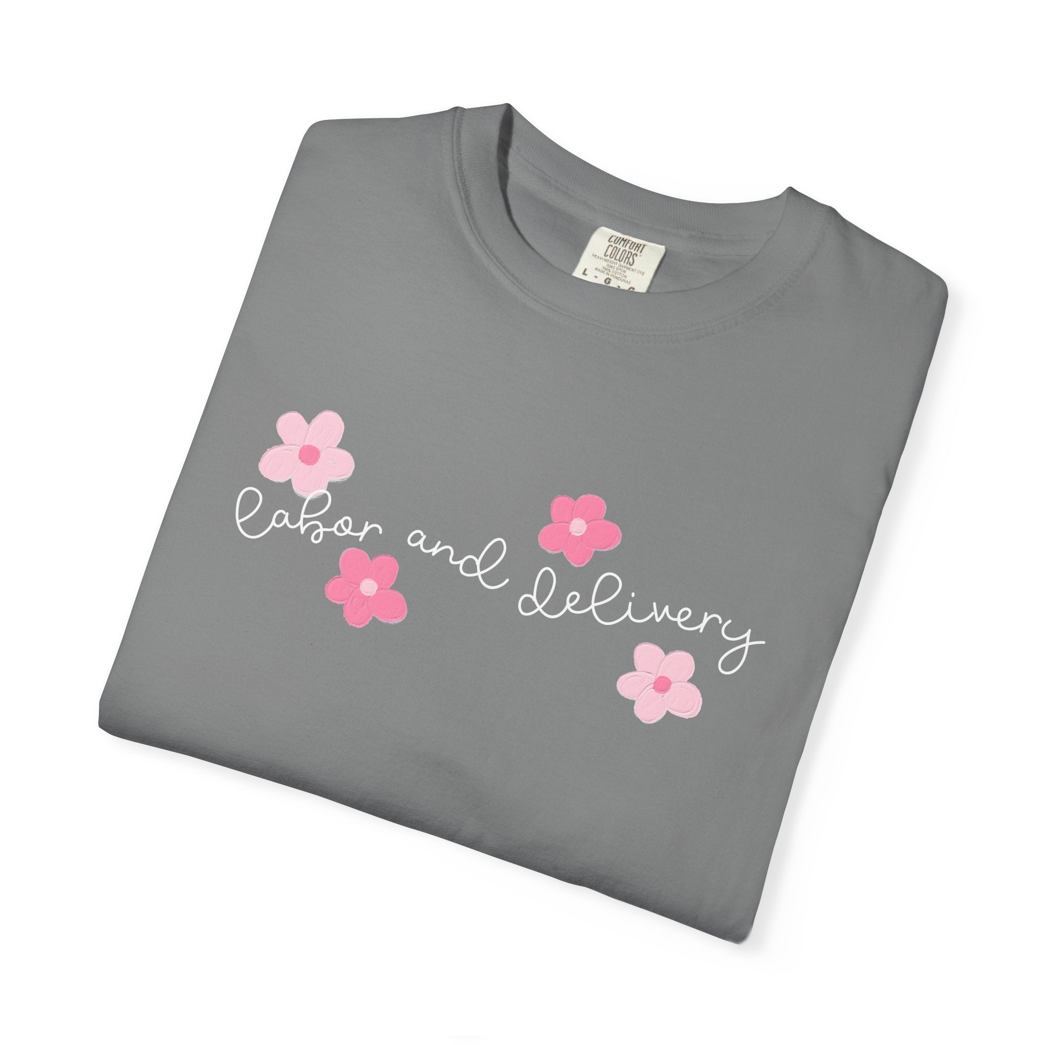 T-Shirt — “Easier and Delivery” Pink Flower Script Tee