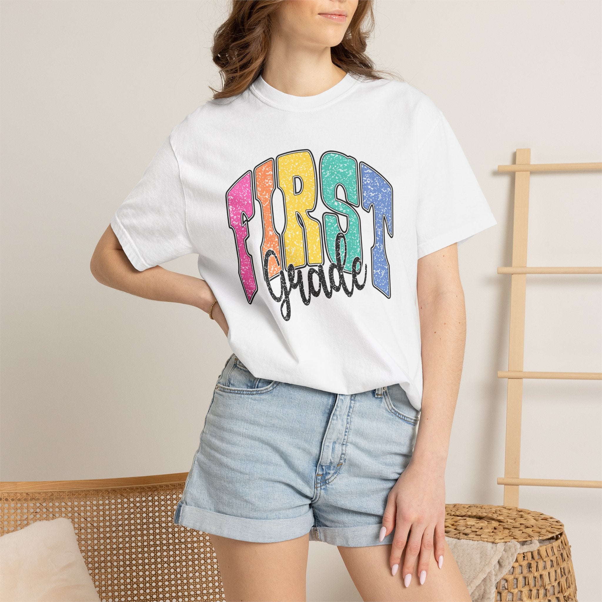 First Grade Rainbow T-Shirt — Back to School Teacher & Student Tee