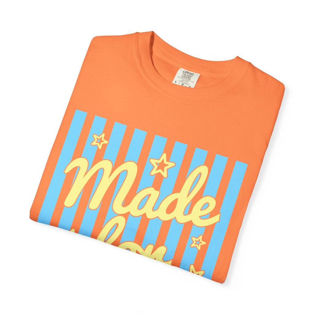 Made for More Orange Graphic T-Shirt — Retro Stripe & Stars Motivational Tee