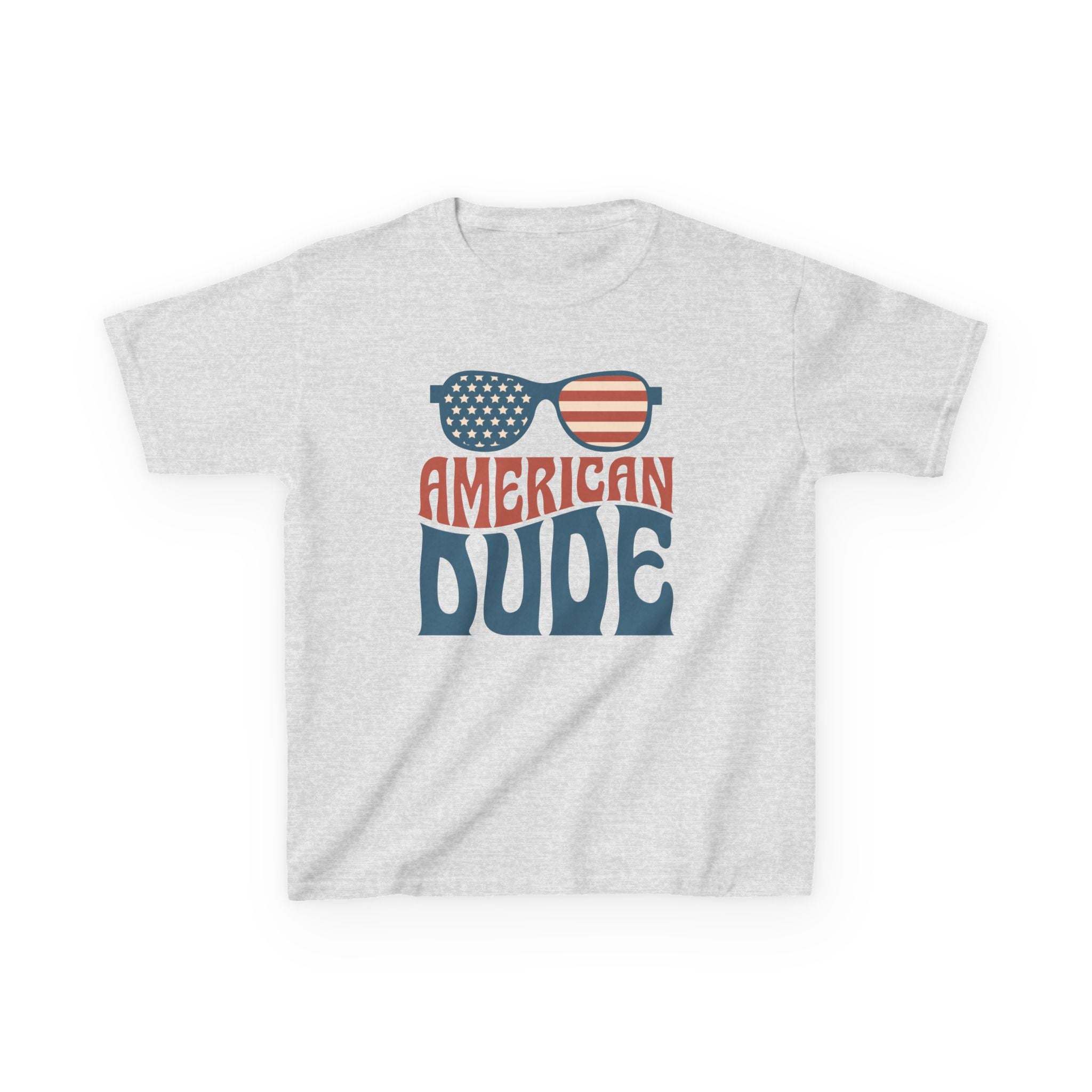 American Dude Kids T‑Shirt - Patriotic Sunglasses 4th of July Tee