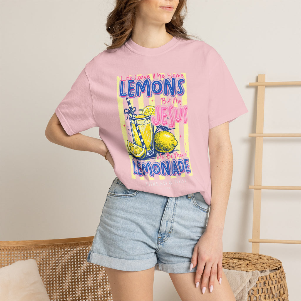 Lemons Into Lemonade Christian T-Shirt — 'He Gave Me Lemons But Why Jesus' Graphic Tee