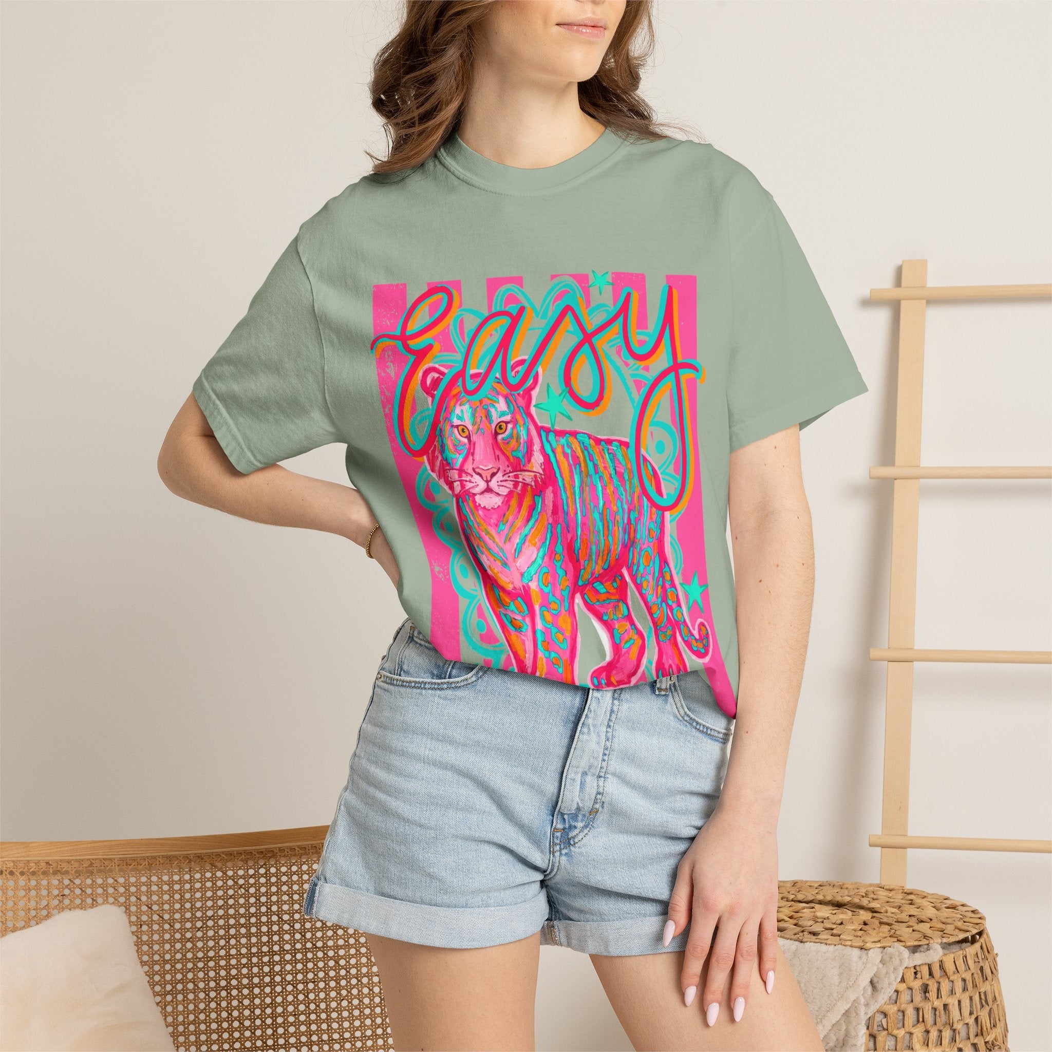 Easy Tiger T-Shirt — Retro Neon Tiger Graphic Tee