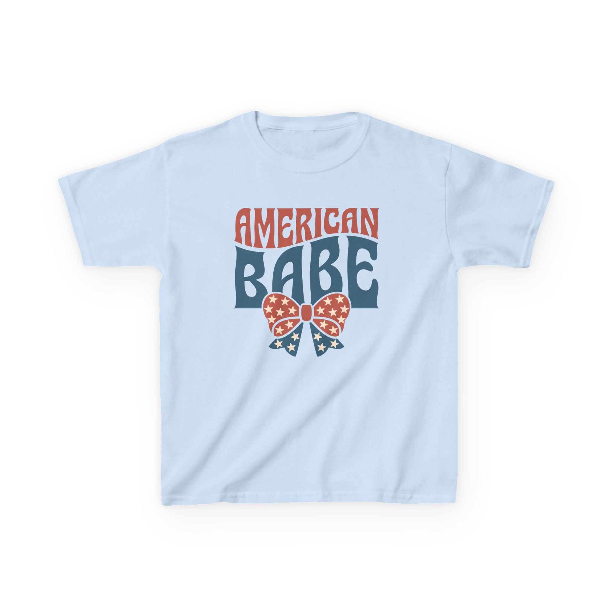 Kids Tee — "American Babe" Patriotic Bow Fourth of July Shirt