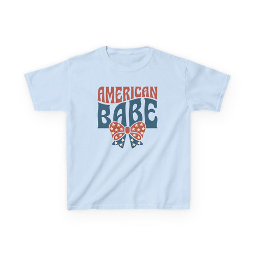 Kids Tee — "American Babe" Patriotic Bow Fourth of July Shirt