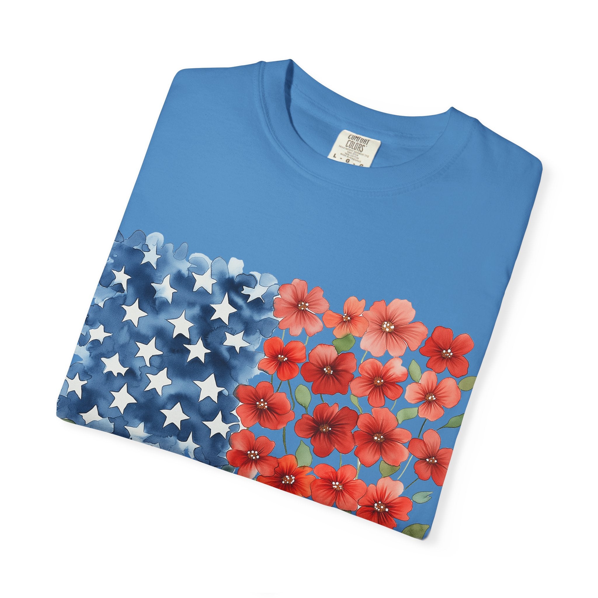 Poppy American Flag T-Shirt — Floral USA Patriotic Tee