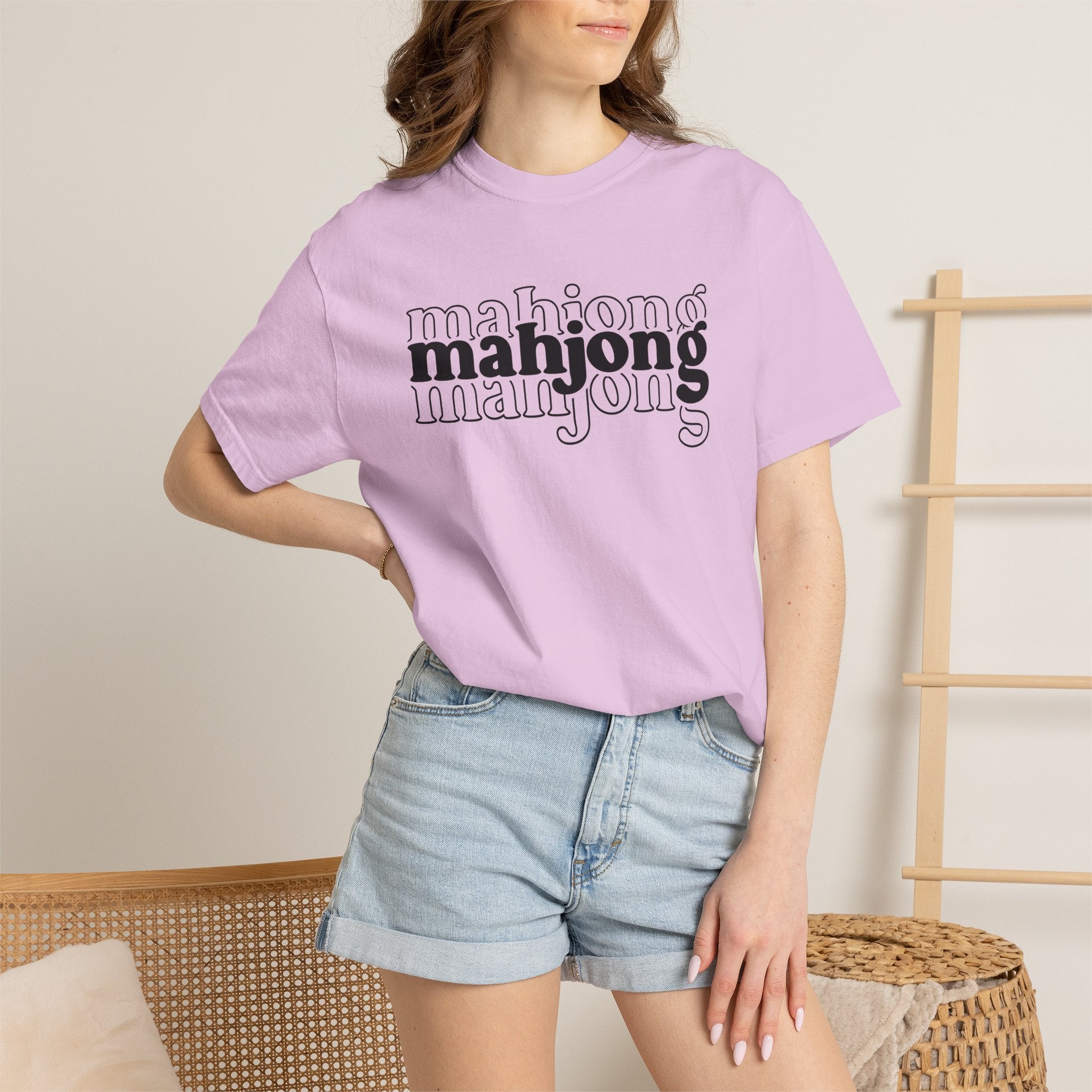 Mahjong Graphic T-Shirt — Retro Layered 'mahjong' Design