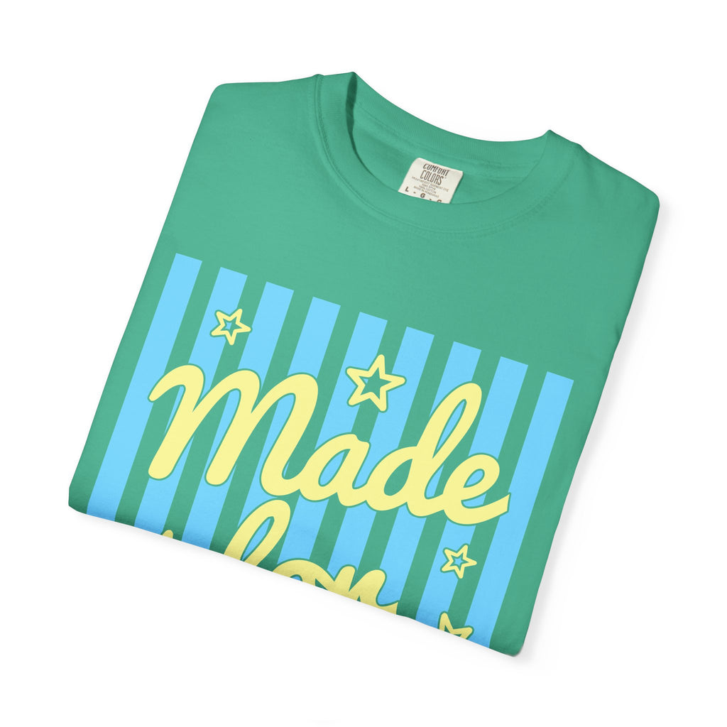 Made for More Orange Graphic T-Shirt — Retro Stripe & Stars Motivational Tee