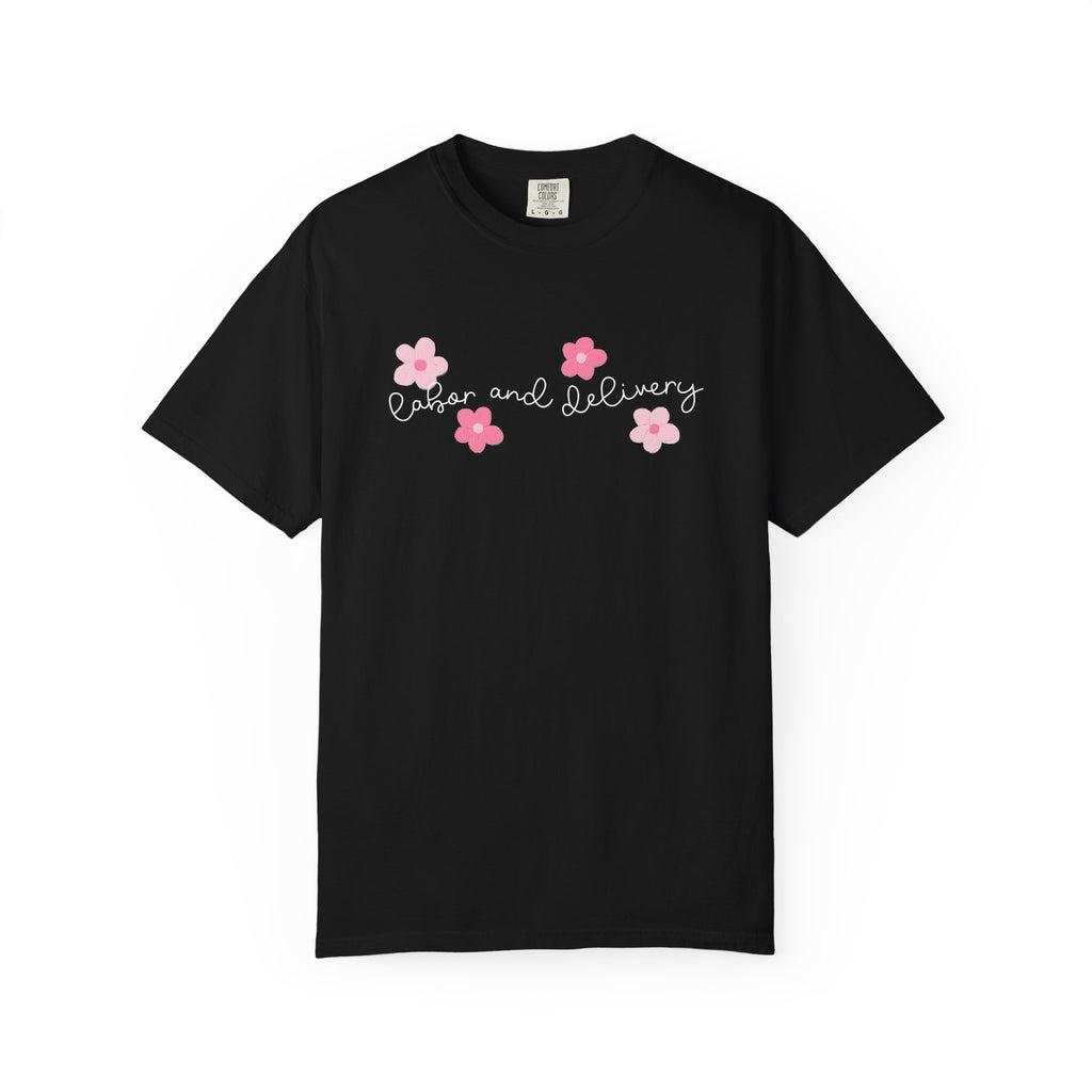 T-Shirt — “Easier and Delivery” Pink Flower Script Tee