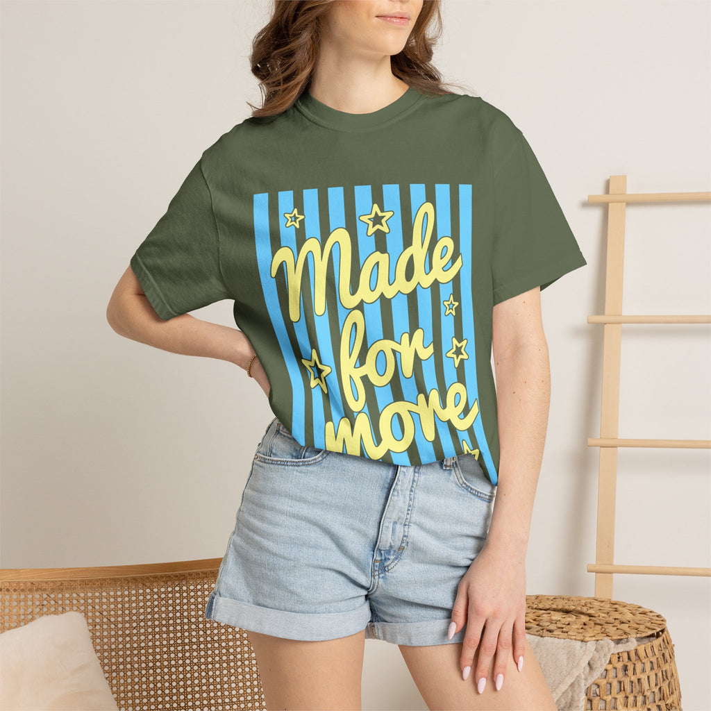 Made for More Orange Graphic T-Shirt — Retro Stripe & Stars Motivational Tee