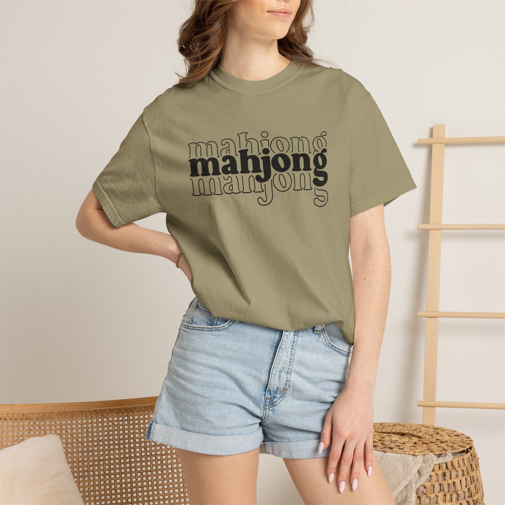 Mahjong Graphic T-Shirt — Retro Layered 'mahjong' Design