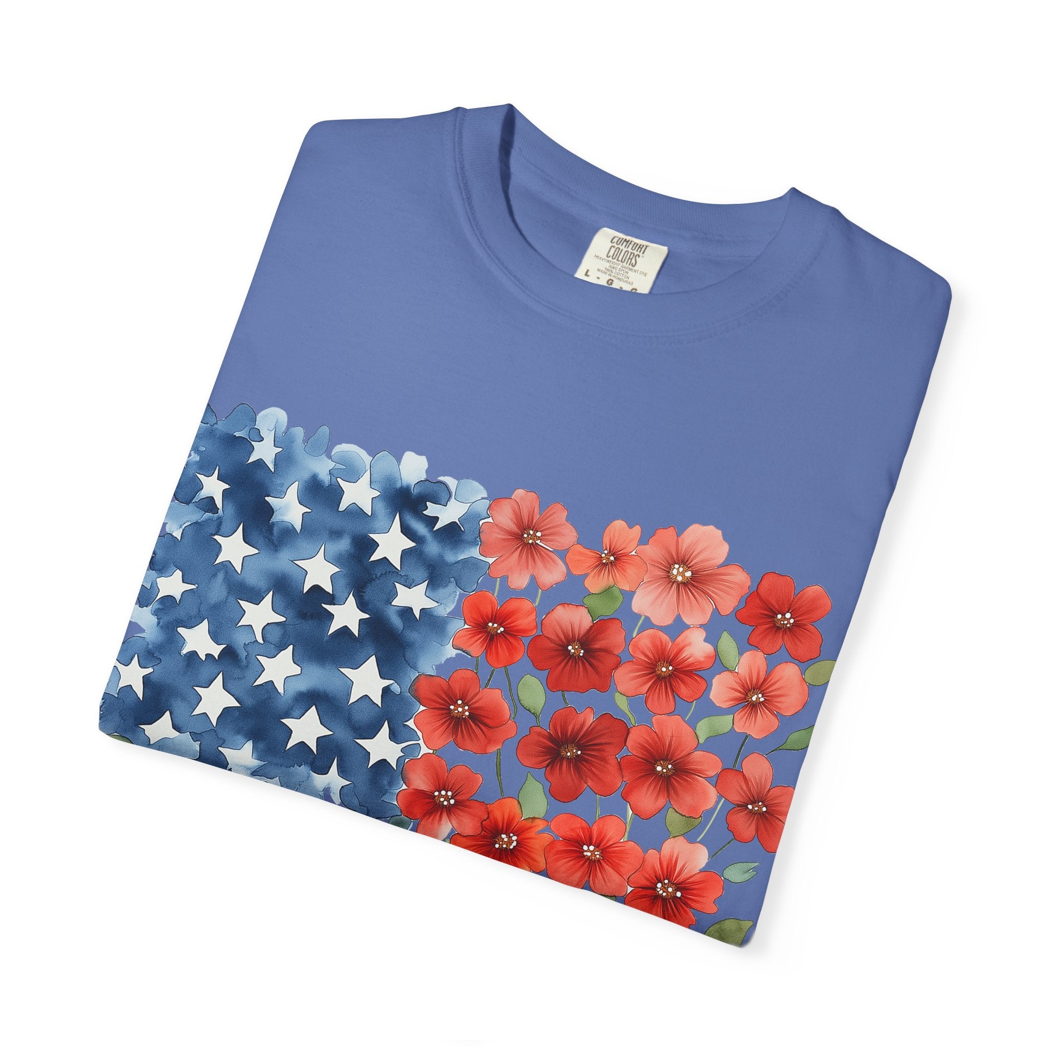 Poppy American Flag T-Shirt — Floral USA Patriotic Tee