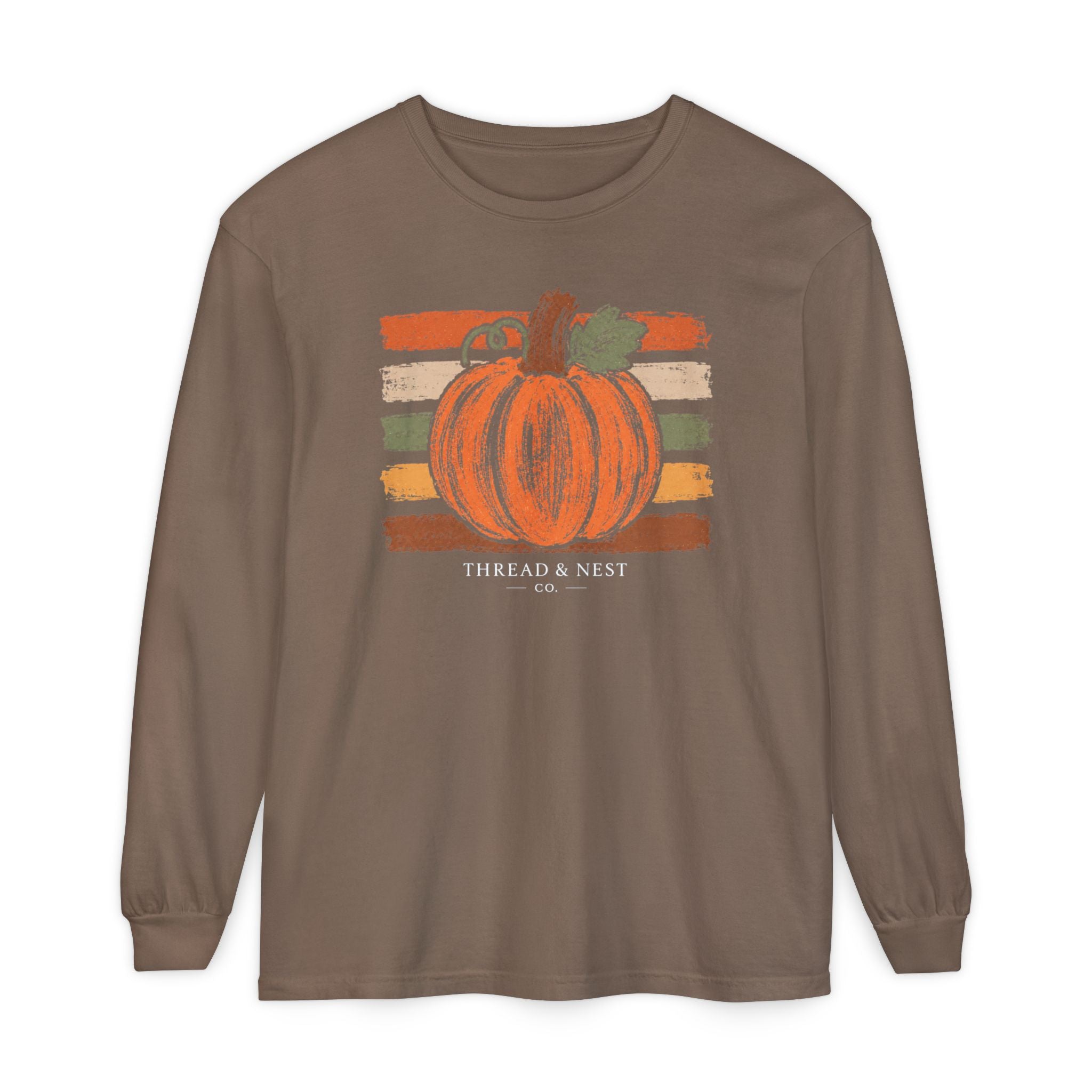 Pumpkin Retro Stripe Long Sleeve Tee