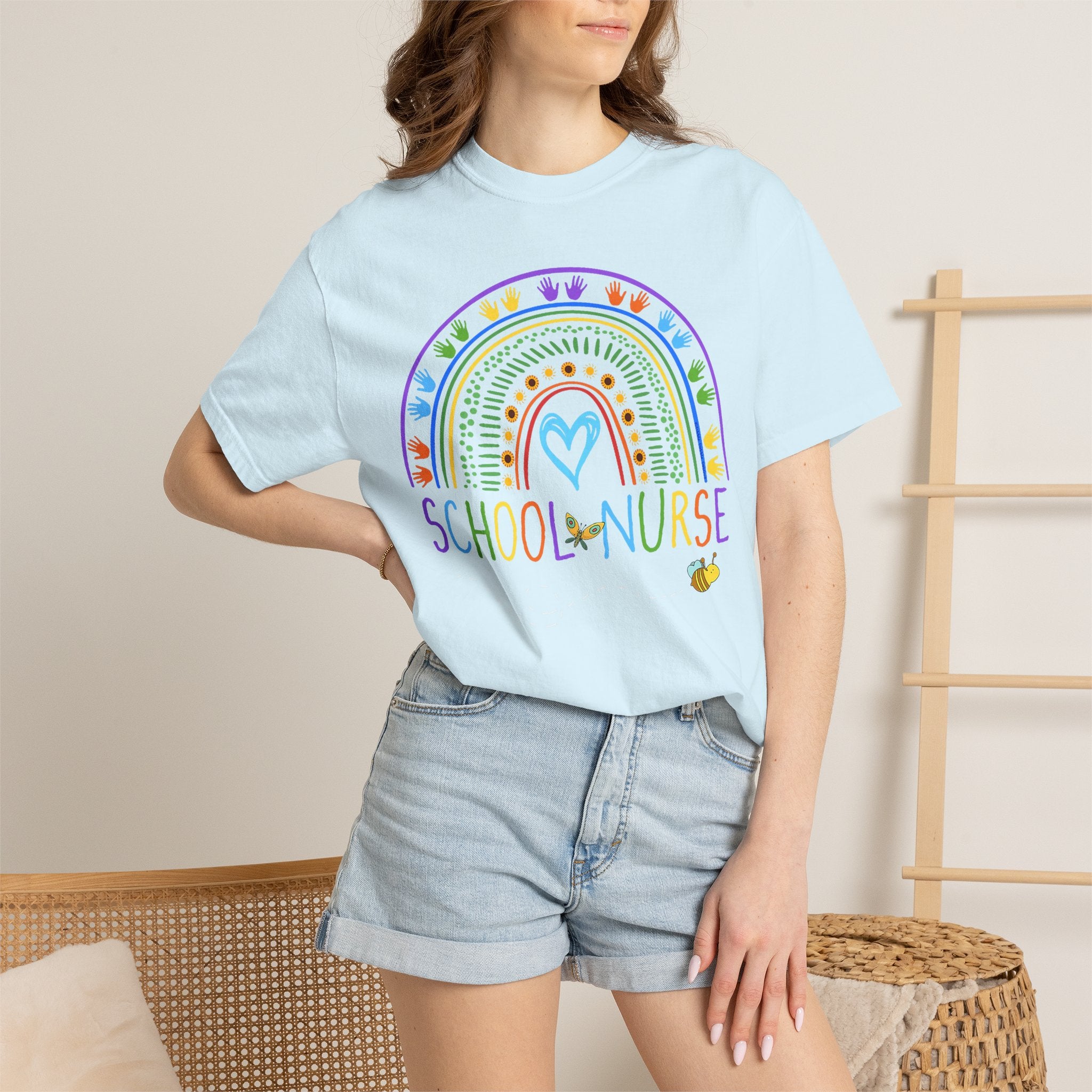 School Nurse Rainbow T-Shirt — Cute Pastel Healthcare Tee for Teachers & Nurses