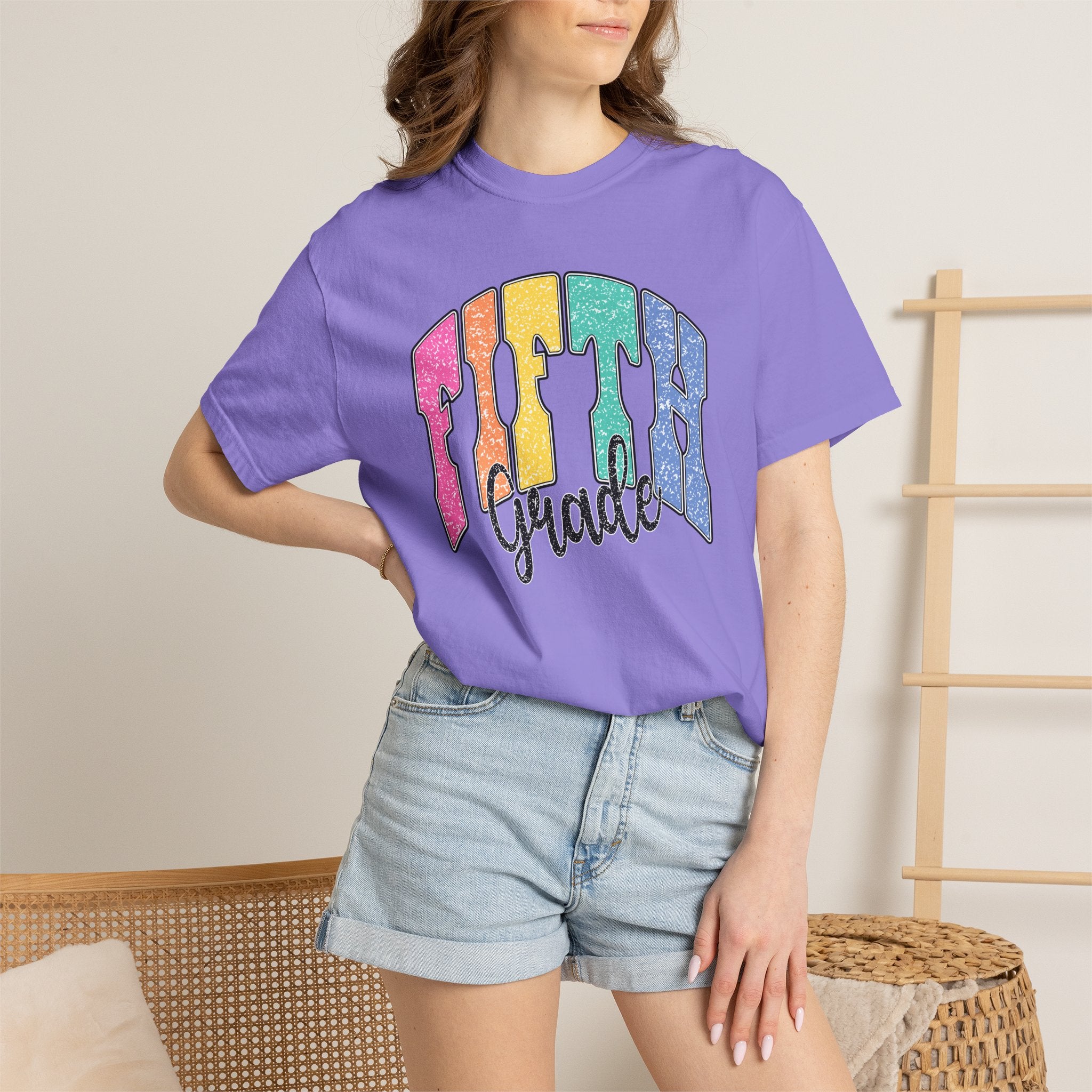 Fifth Grade Rainbow Script T-Shirt