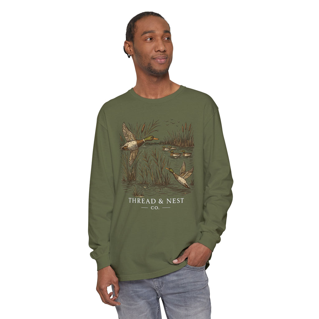 Duck Marsh Long Sleeve T-Shirt — Thread & Nest Co. Vintage Waterfowl Graphic