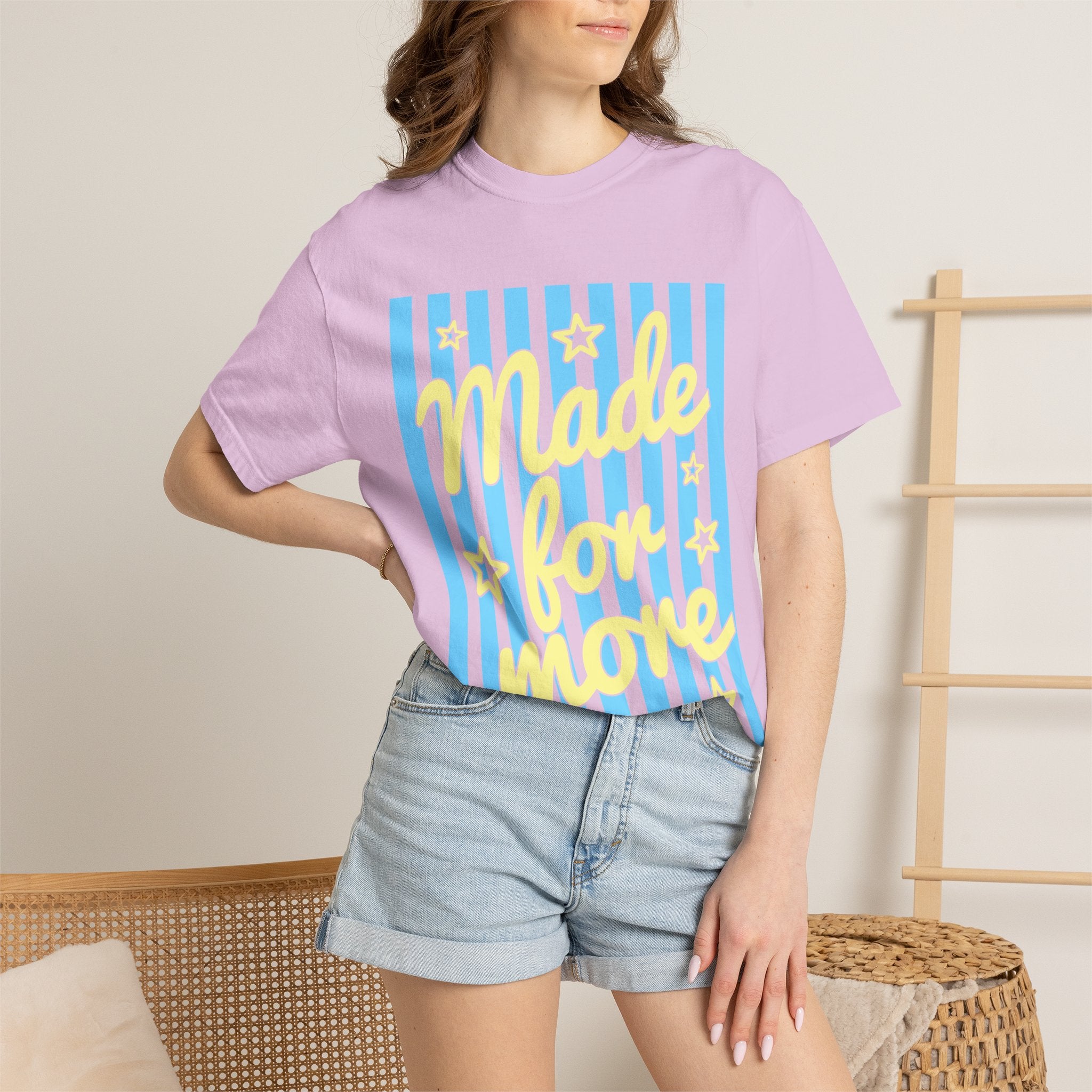 Made for More Orange Graphic T-Shirt — Retro Stripe & Stars Motivational Tee
