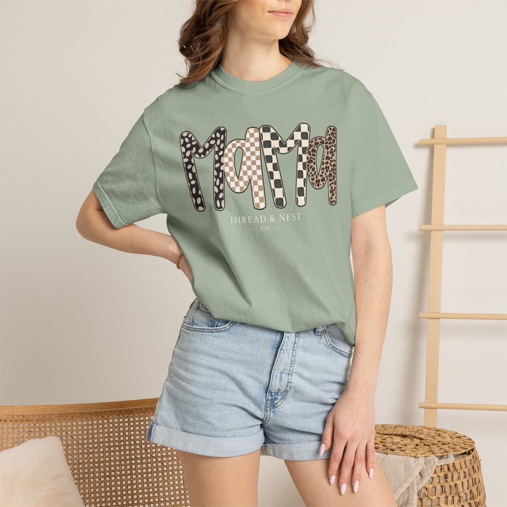 Mama Leopard & Plaid Graphic T-Shirt — Mom Gift, Mother's Day Tee