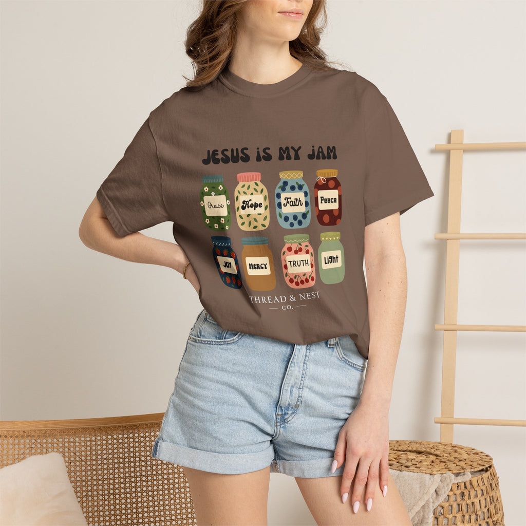 Jesus Is My Jam T-Shirt — Christian Faith Graphic Tee with Inspirational Jars