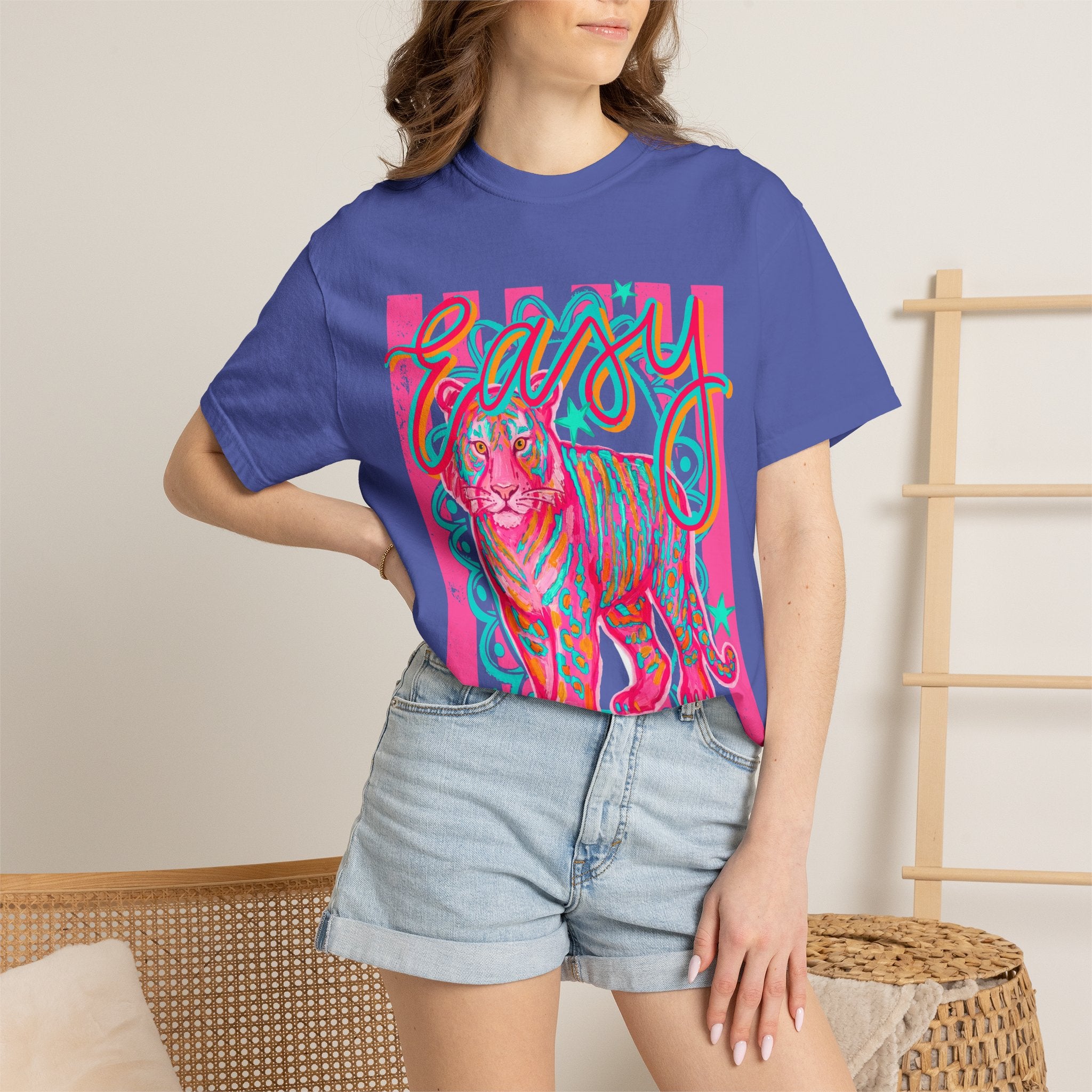 Easy Tiger T-Shirt — Retro Neon Tiger Graphic Tee